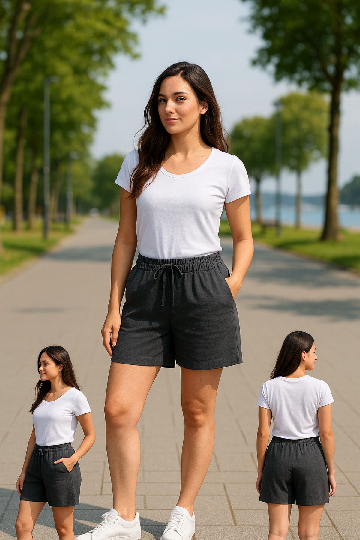 Siyah Regular Bağcıklı Kadın Short