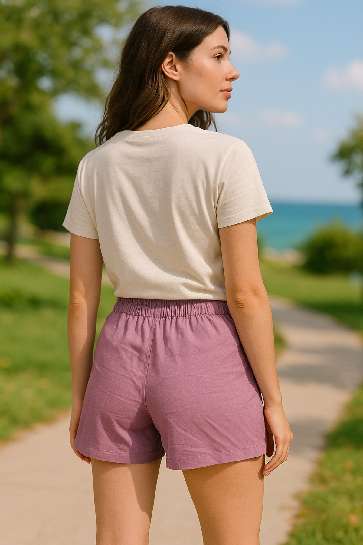 Mor Regular Bağcıklı Kadın Short