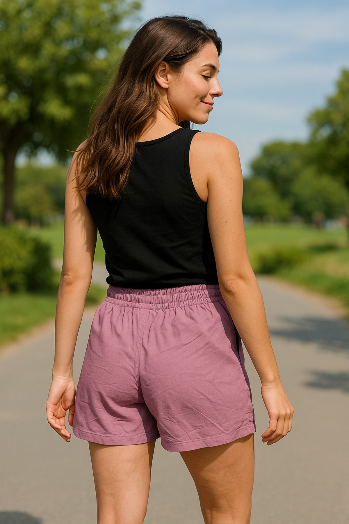 Mor Regular Bağcıklı Kadın Short