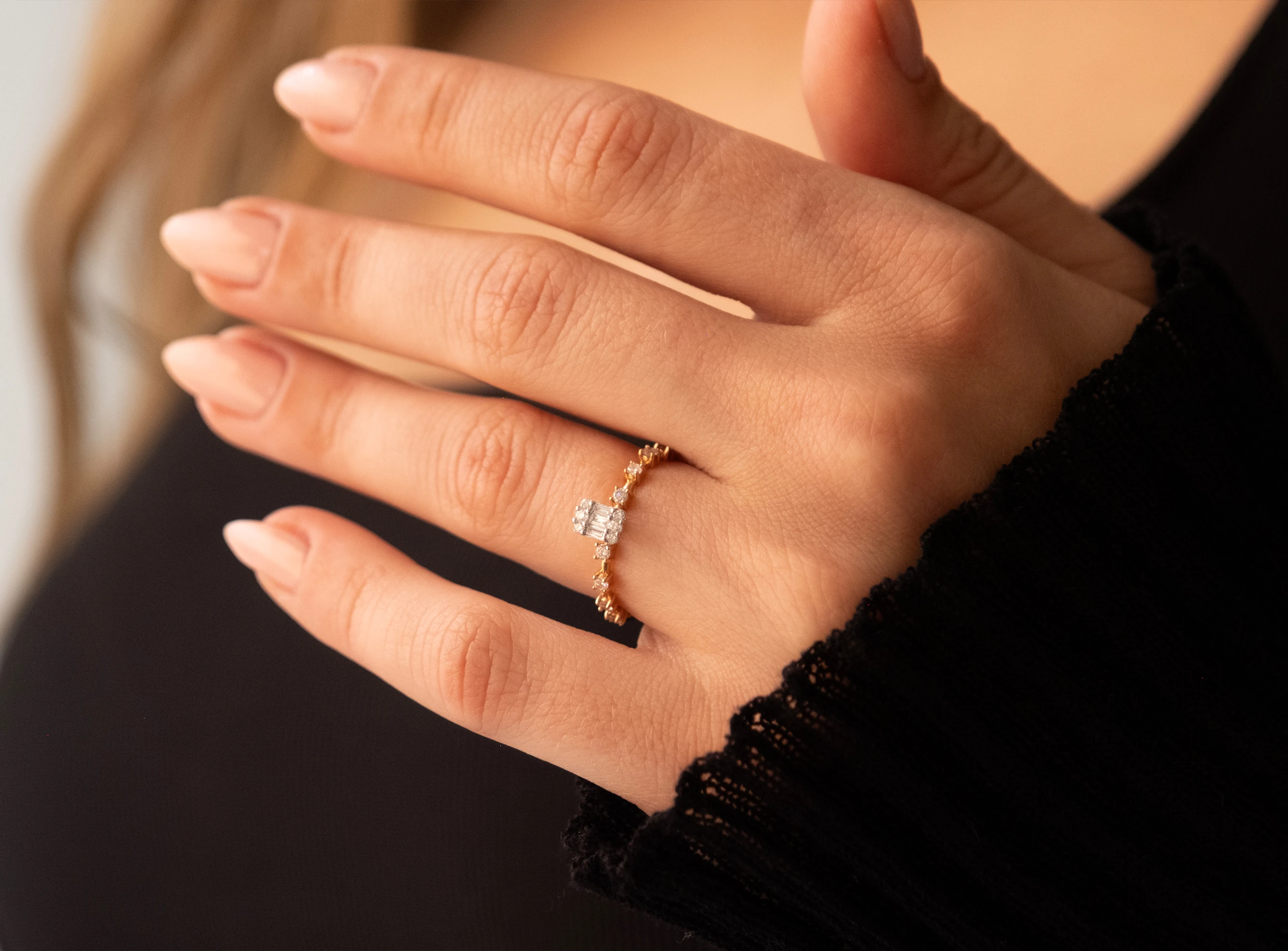 0,33 Ct Baget Pırlanta Yüzük