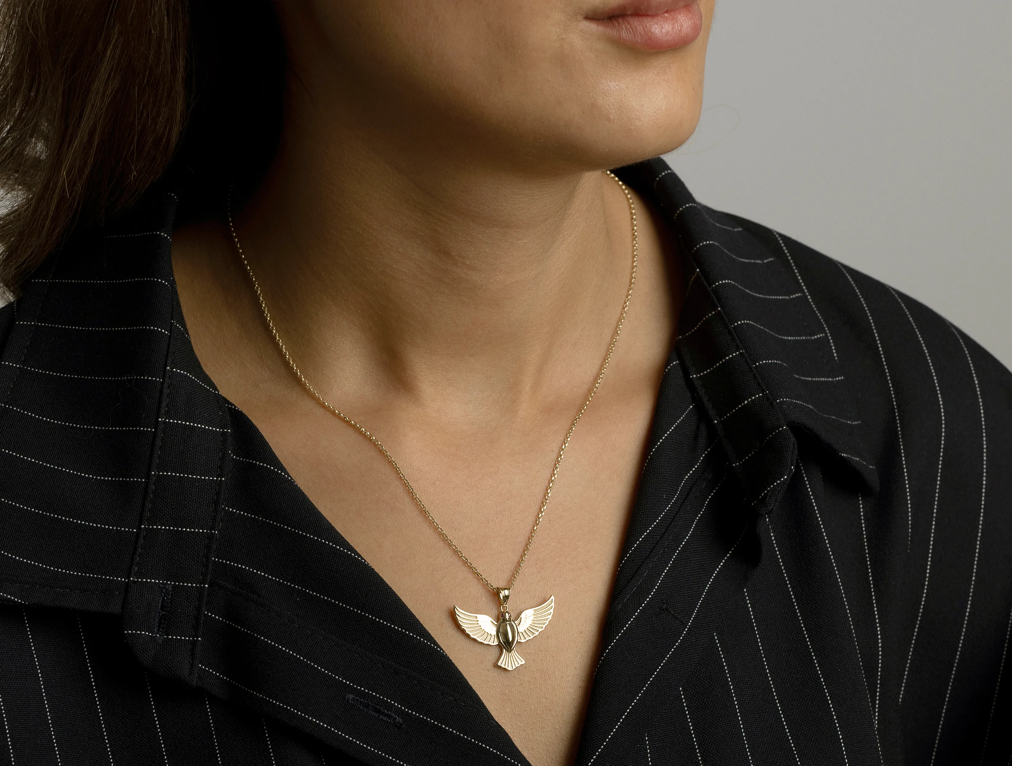 Altın Peace Kuş Kolye Ucu