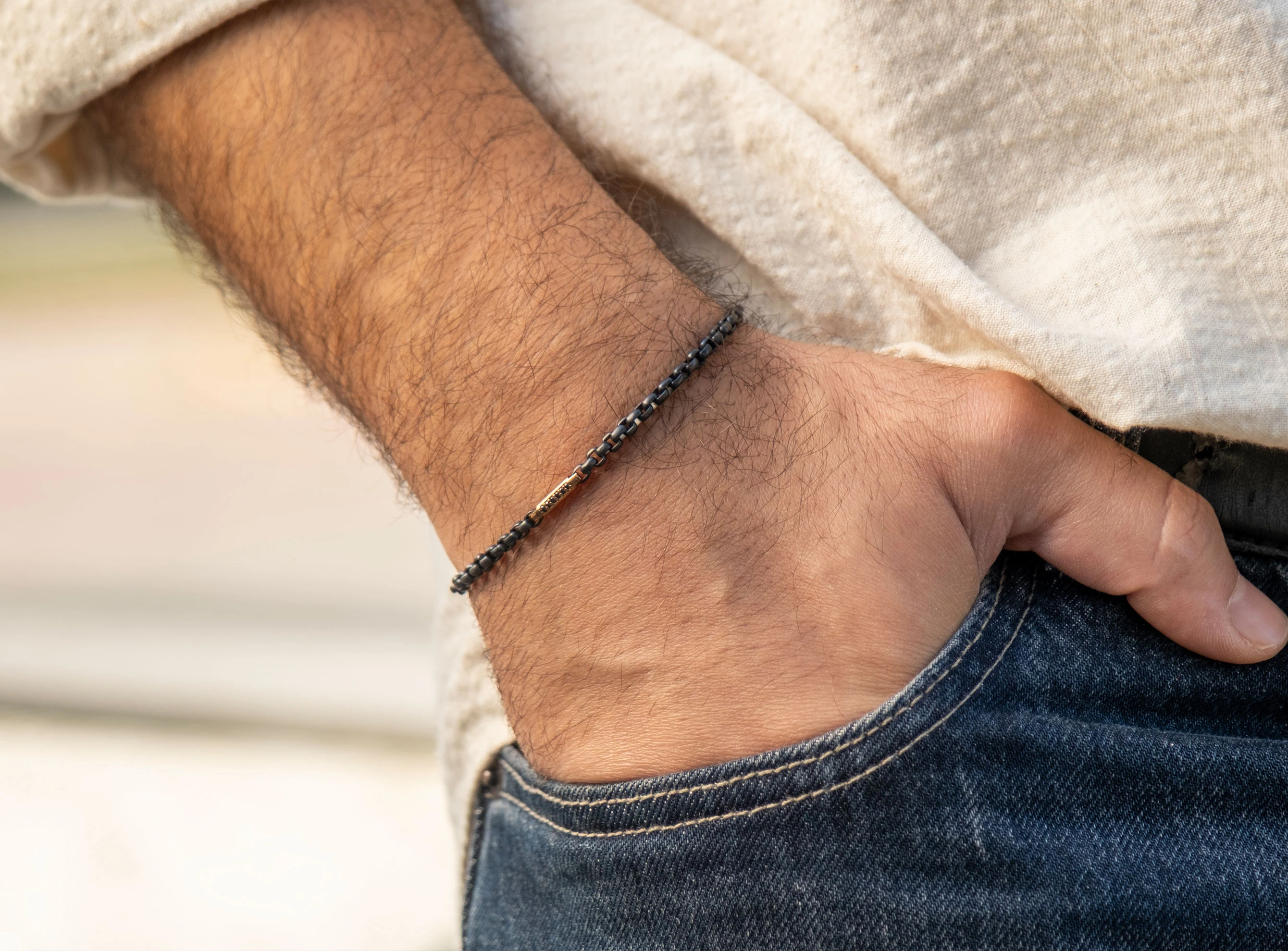 0,05ct Pırlanta Erkek Zincir Bileklik