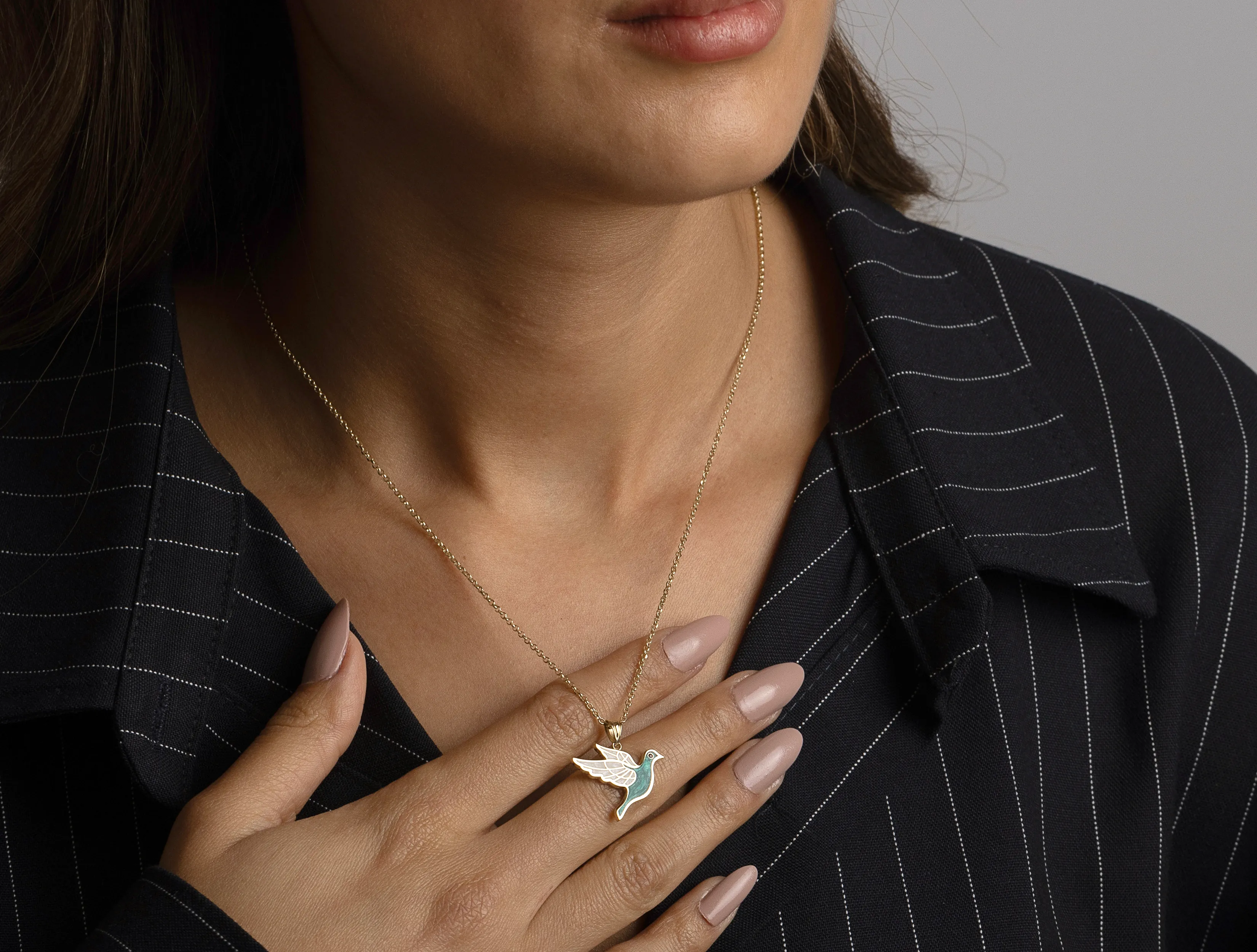 Altın Peace Kuş Kolye Ucu