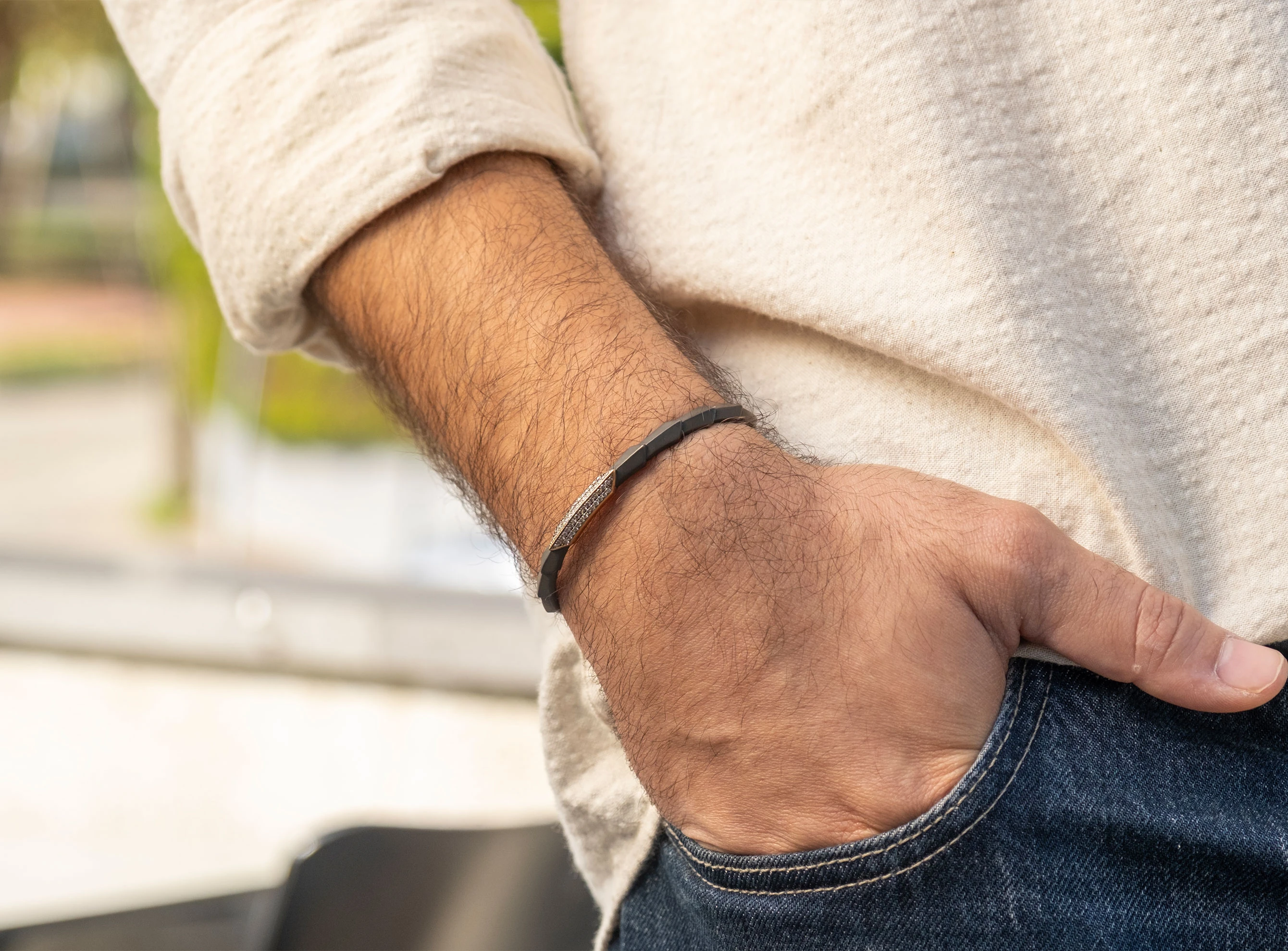 Erkek Tasarım 0,67ct Pırlanta Yılan Kelepçe Bileklik