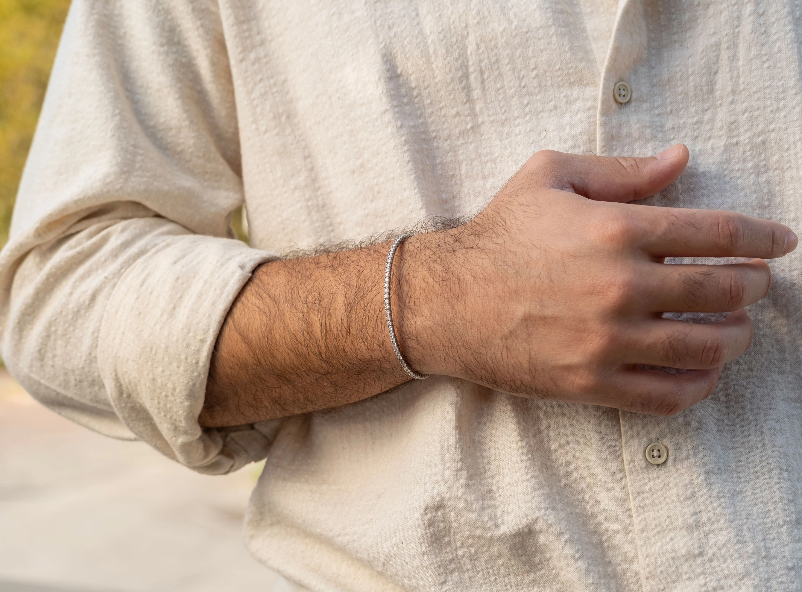 2,52ct Pırlanta Su Yolu Esnek Erkek Bileklik