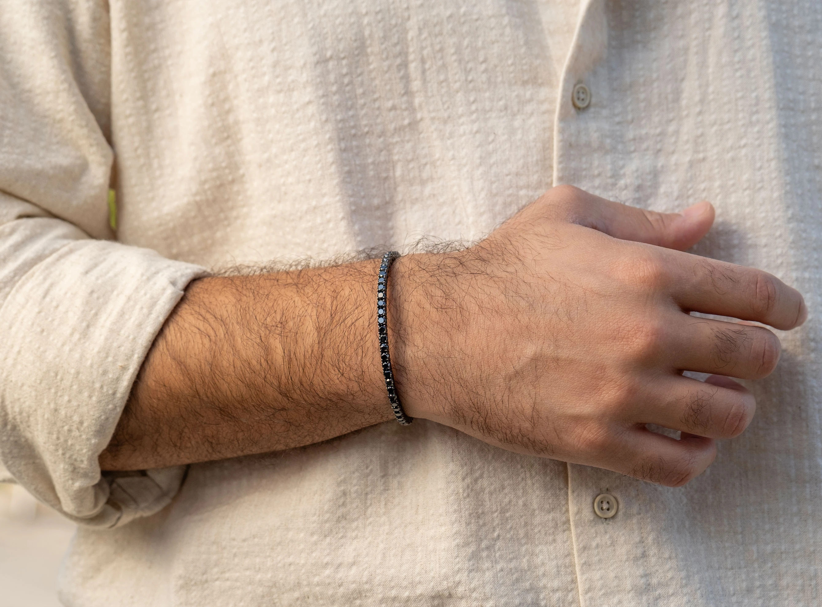 4,48 ct Pırlanta Su Yolu Esnek Erkek Bileklik