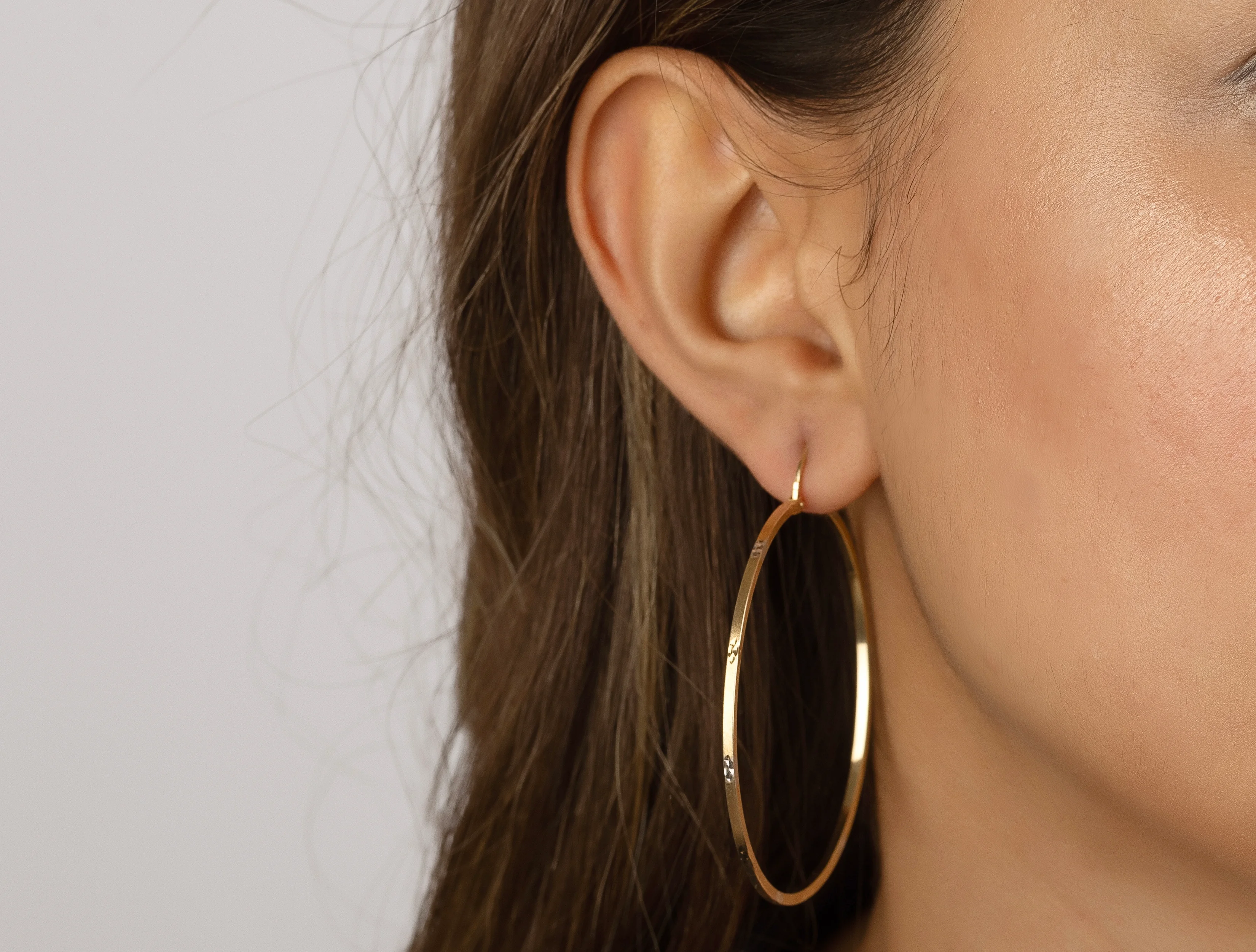 Altın Mat Işıltılı Halka Küpe XLarge