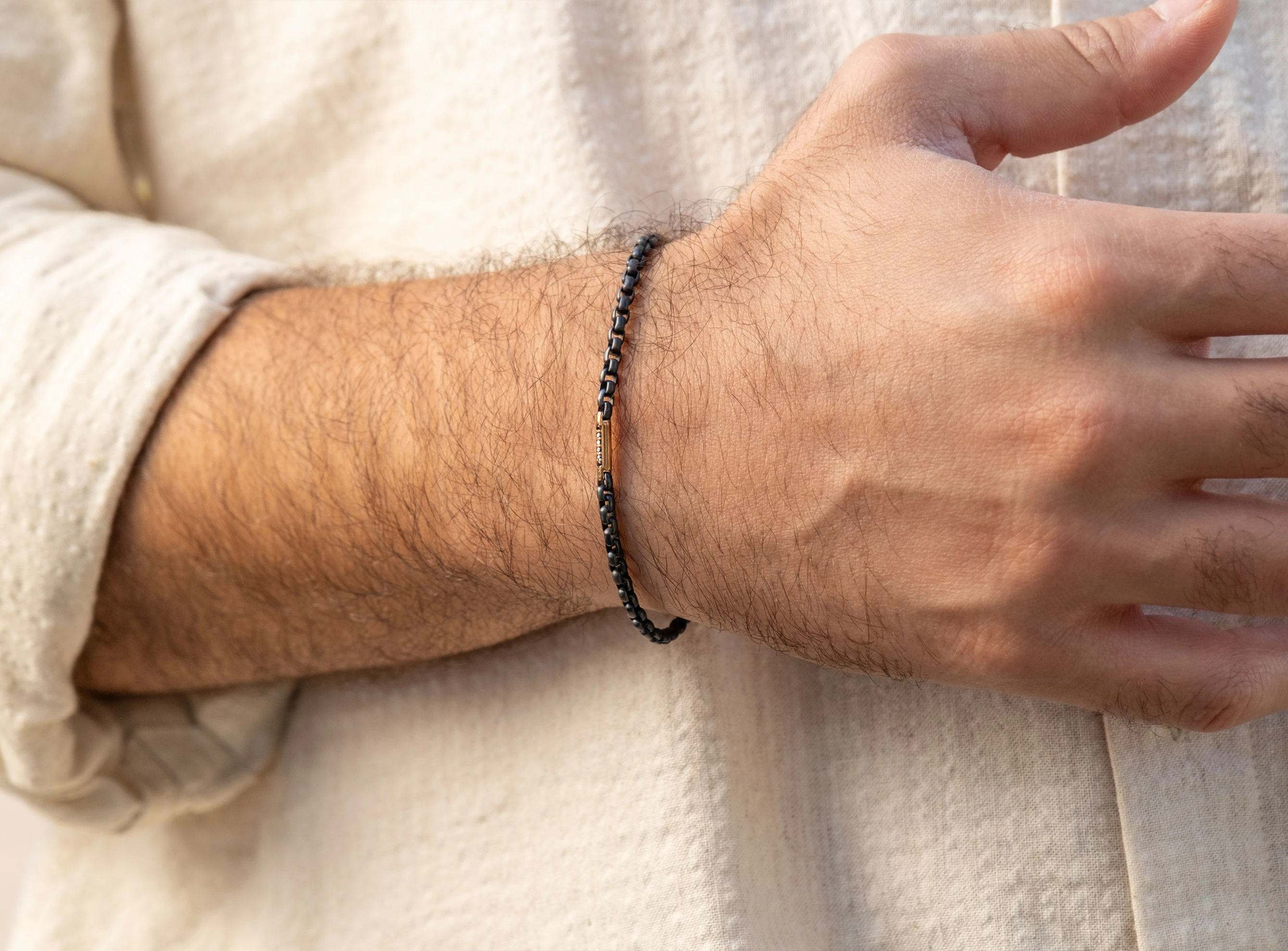 0,05ct Pırlanta Erkek Zincir Bileklik