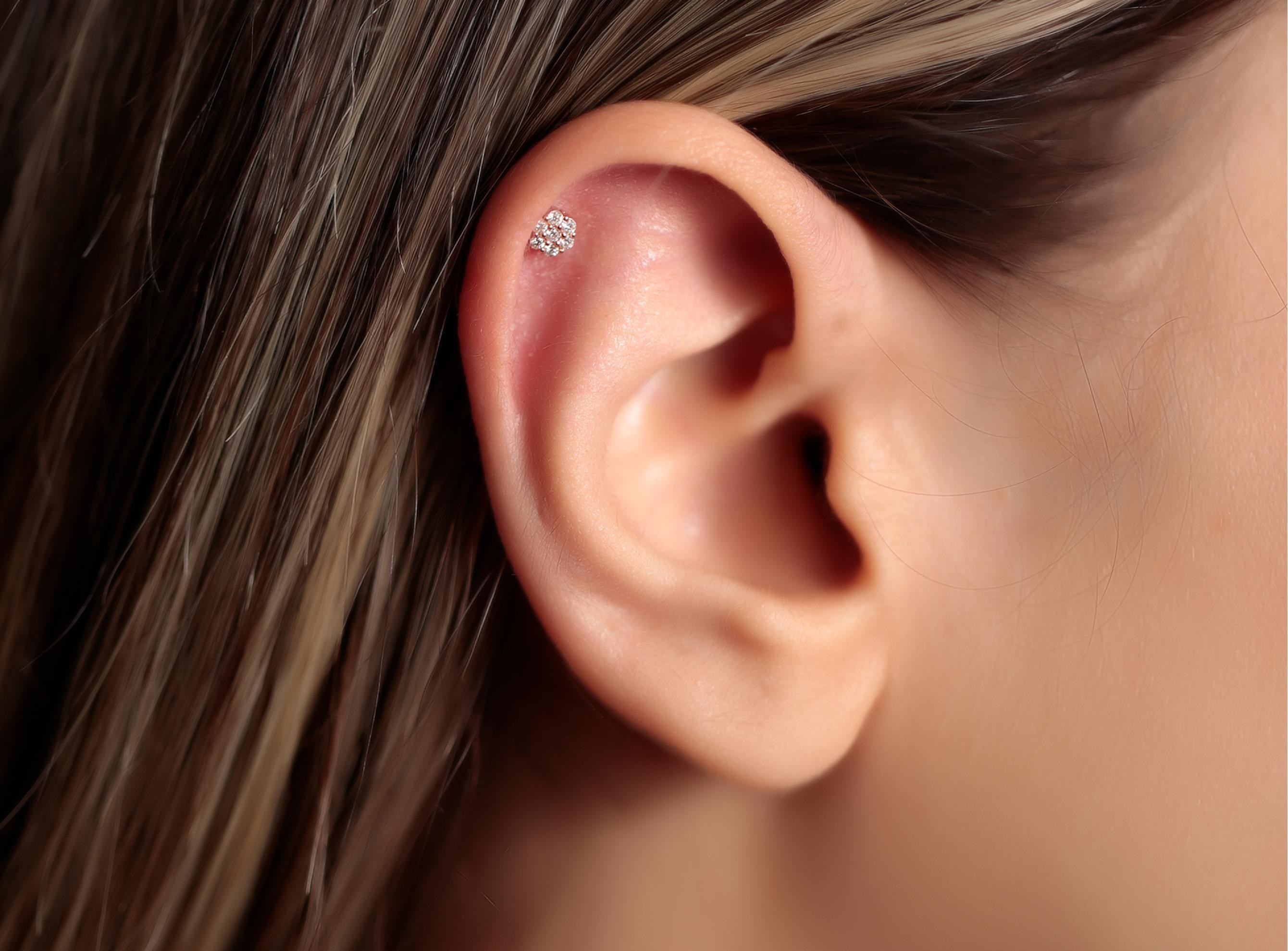 Fiore 0,08ct Pırlanta Piercing-Tragus