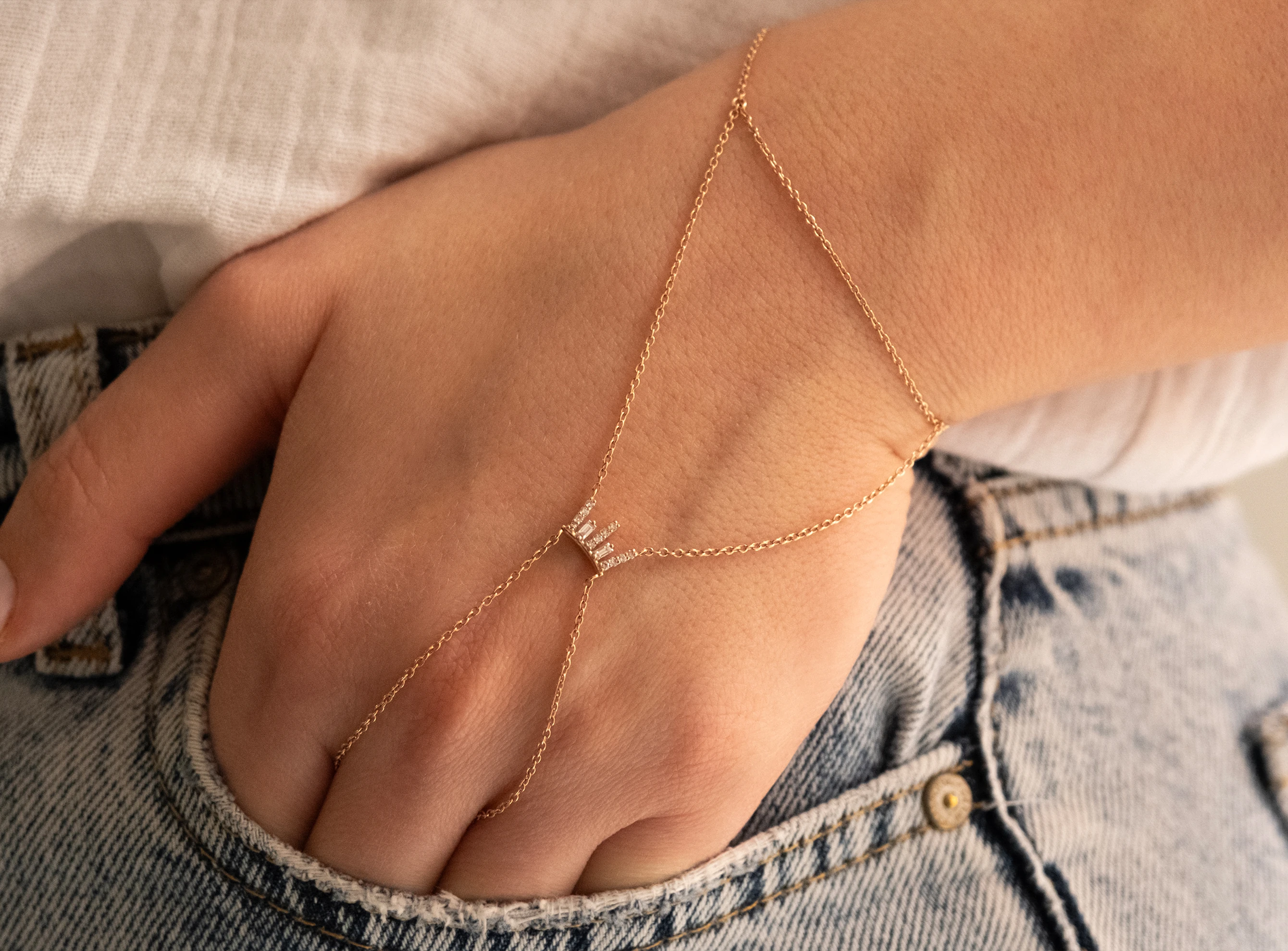 0,15ct Baget Pırlanta Şahmeran Bileklik