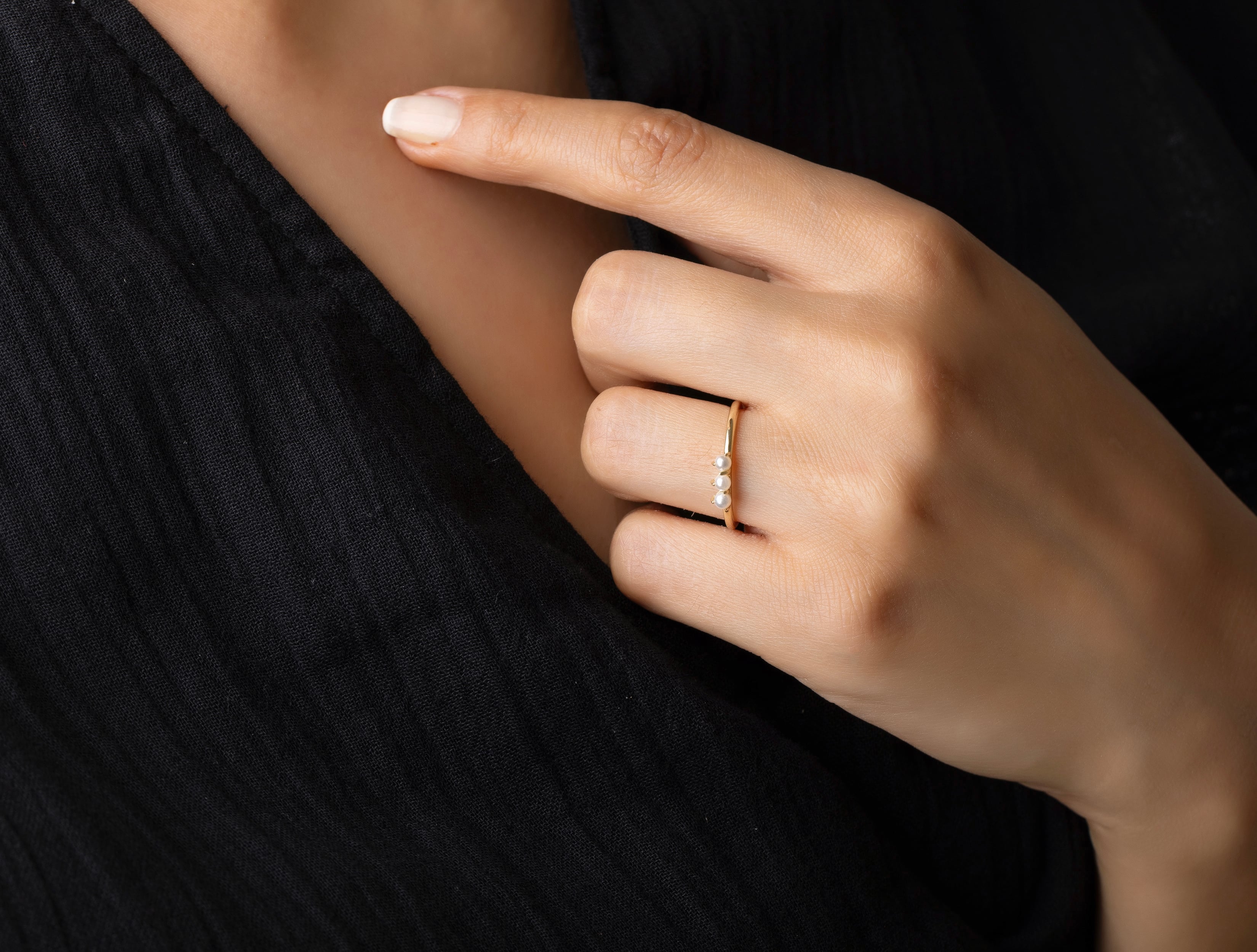 DEEP SEA Altın İnci Yüzük