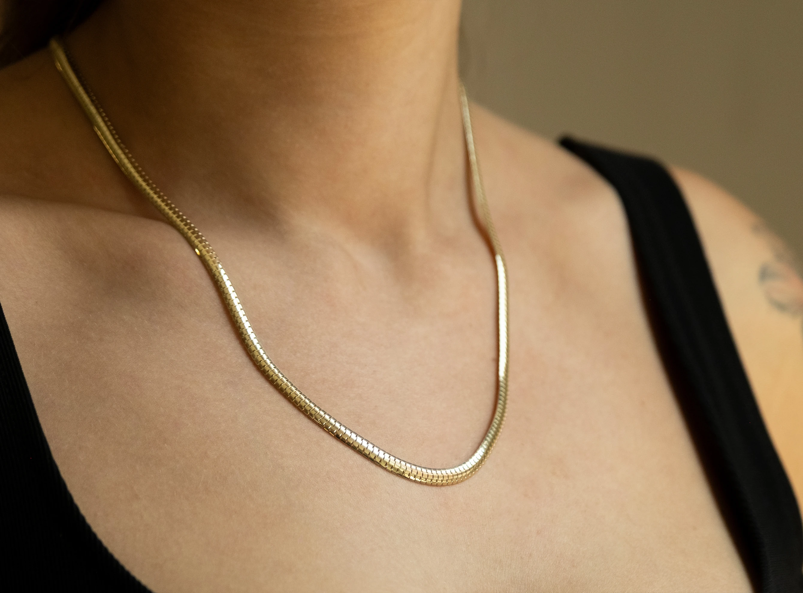 Altın Unisex Yılan Zincir Kolye