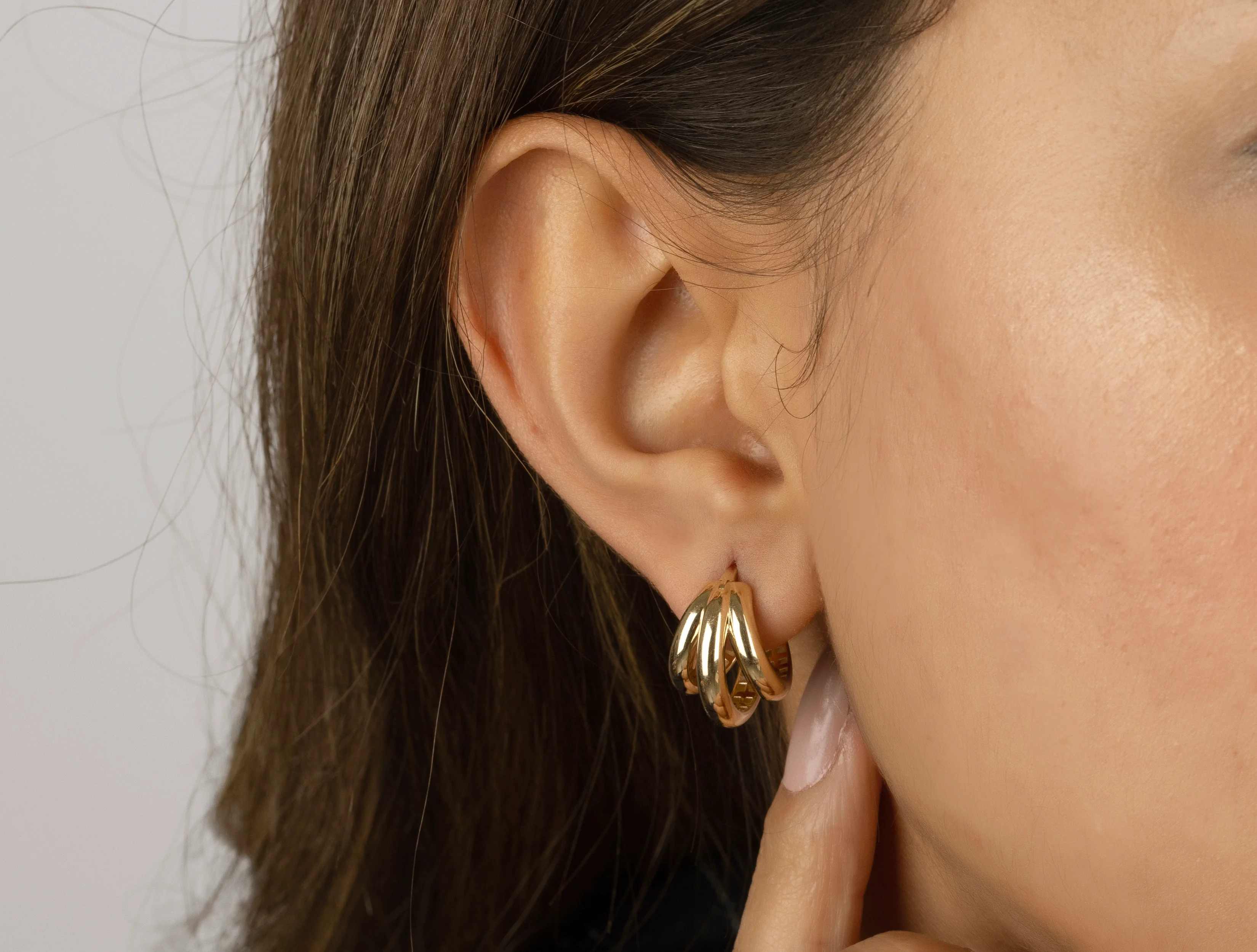 Altın Üçlü Bombe Küpe