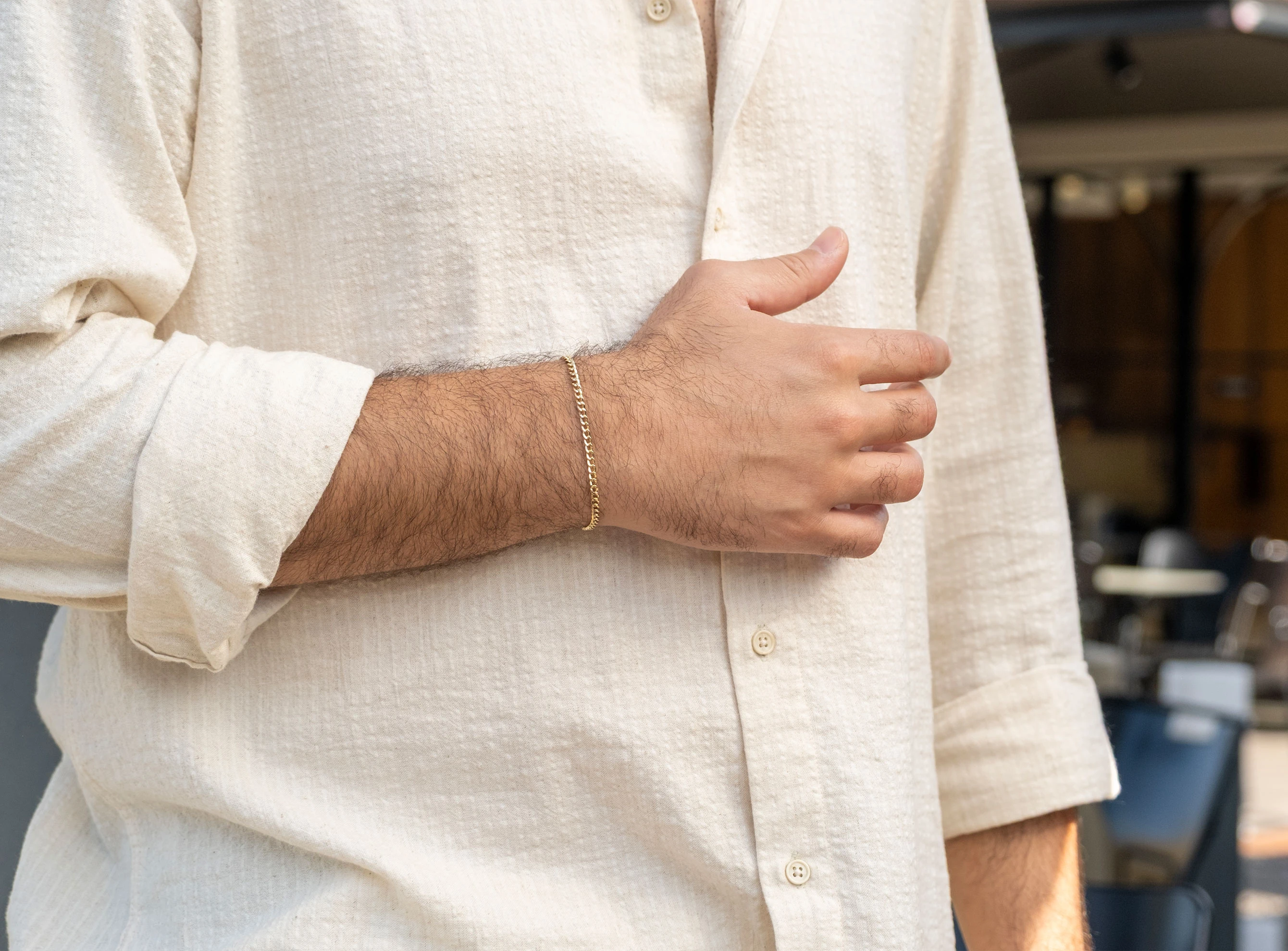 Altın 3 mm Unisex Hallow Zincir Bileklik