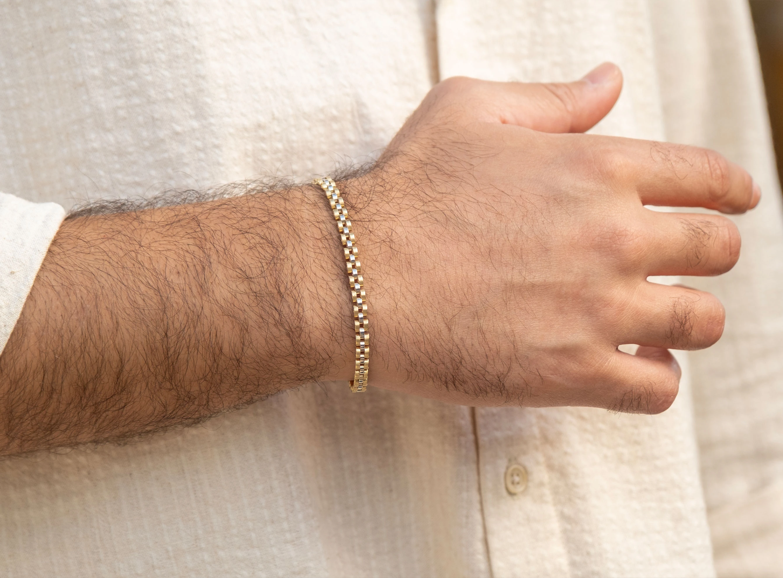 Altın Erkek Hasır Örme Bileklik