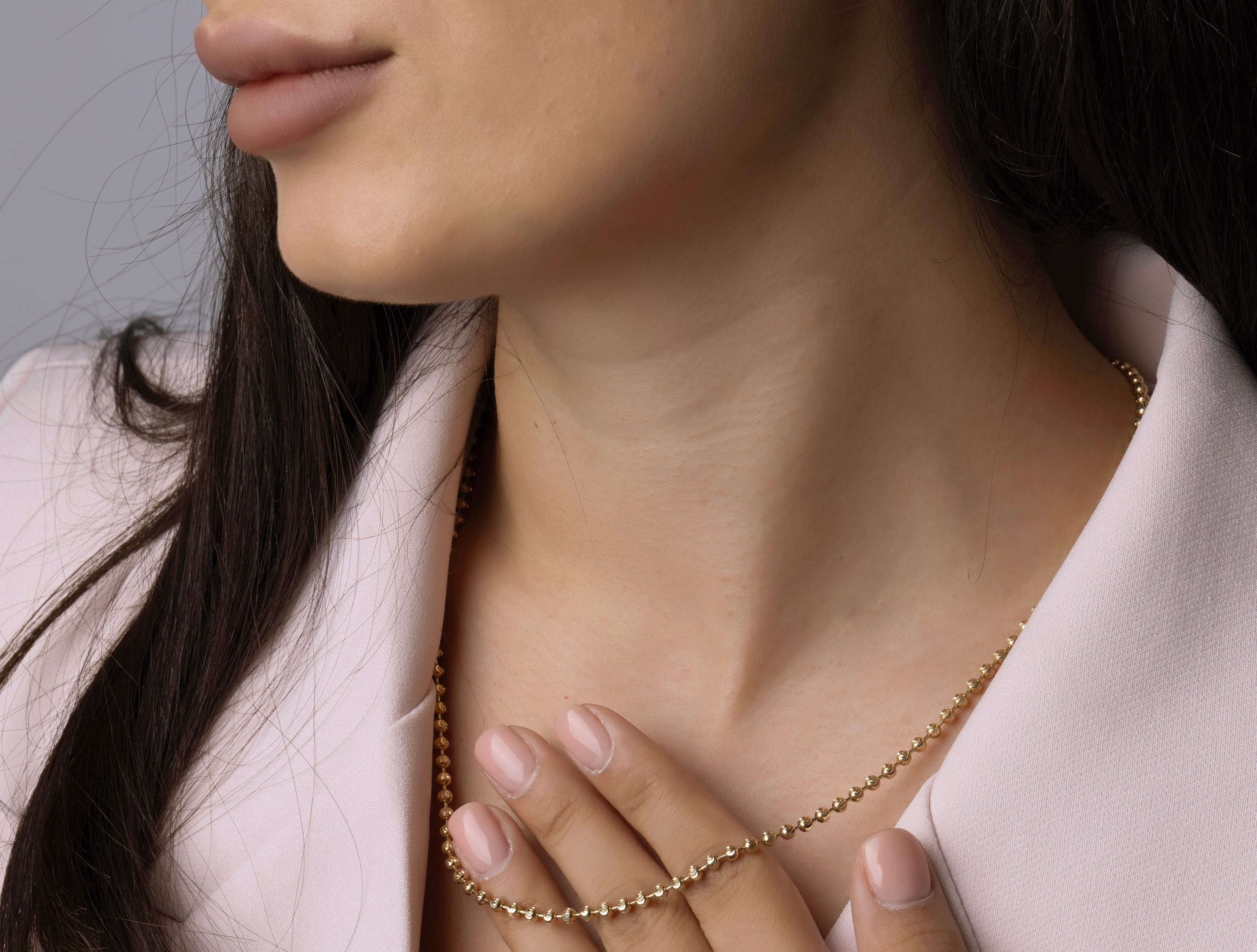 Altın Unisex Top Zincir Kolye