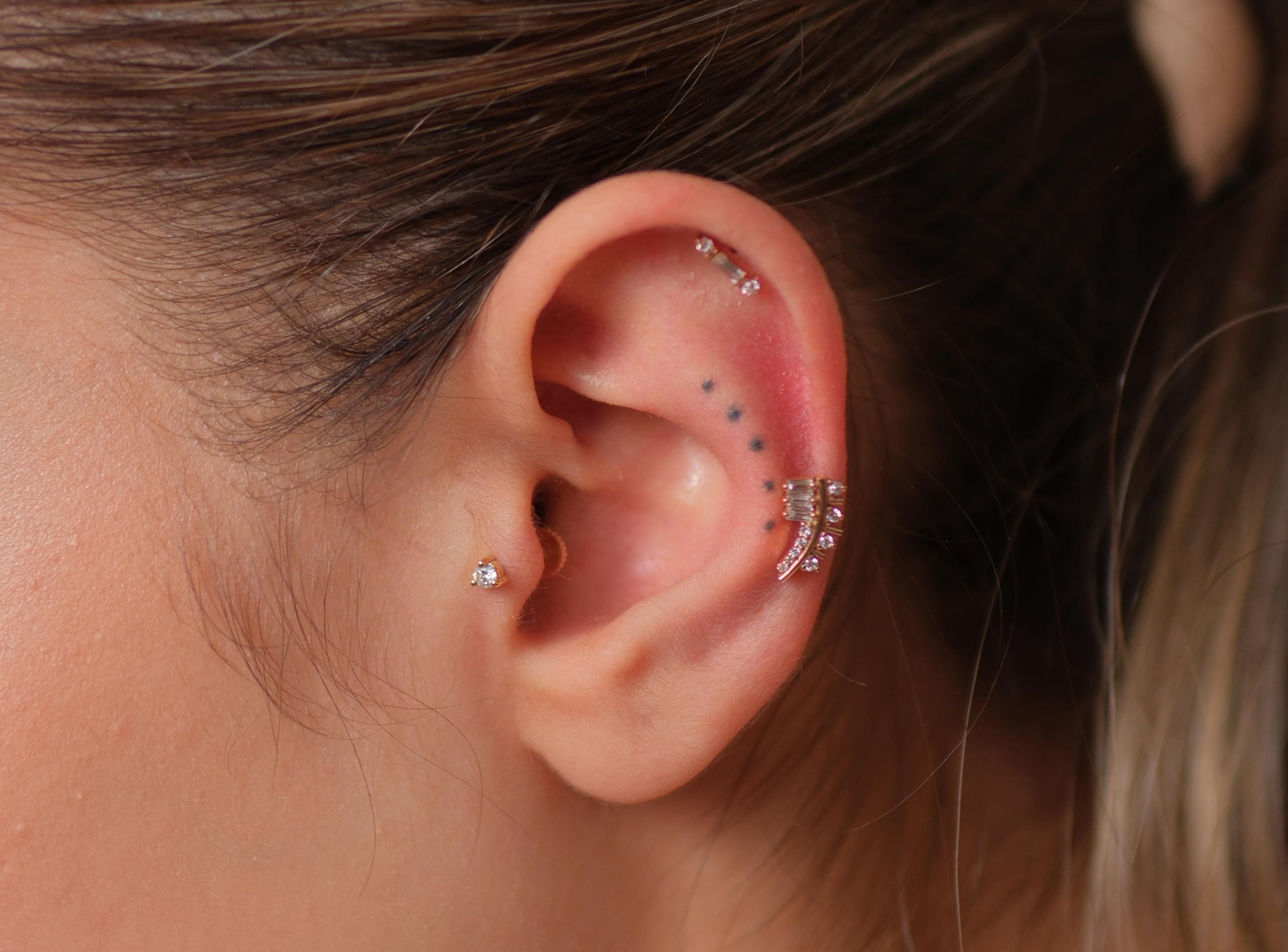 Minerva 0,12ct Pırlanta Tasarım Piercing-Tragus