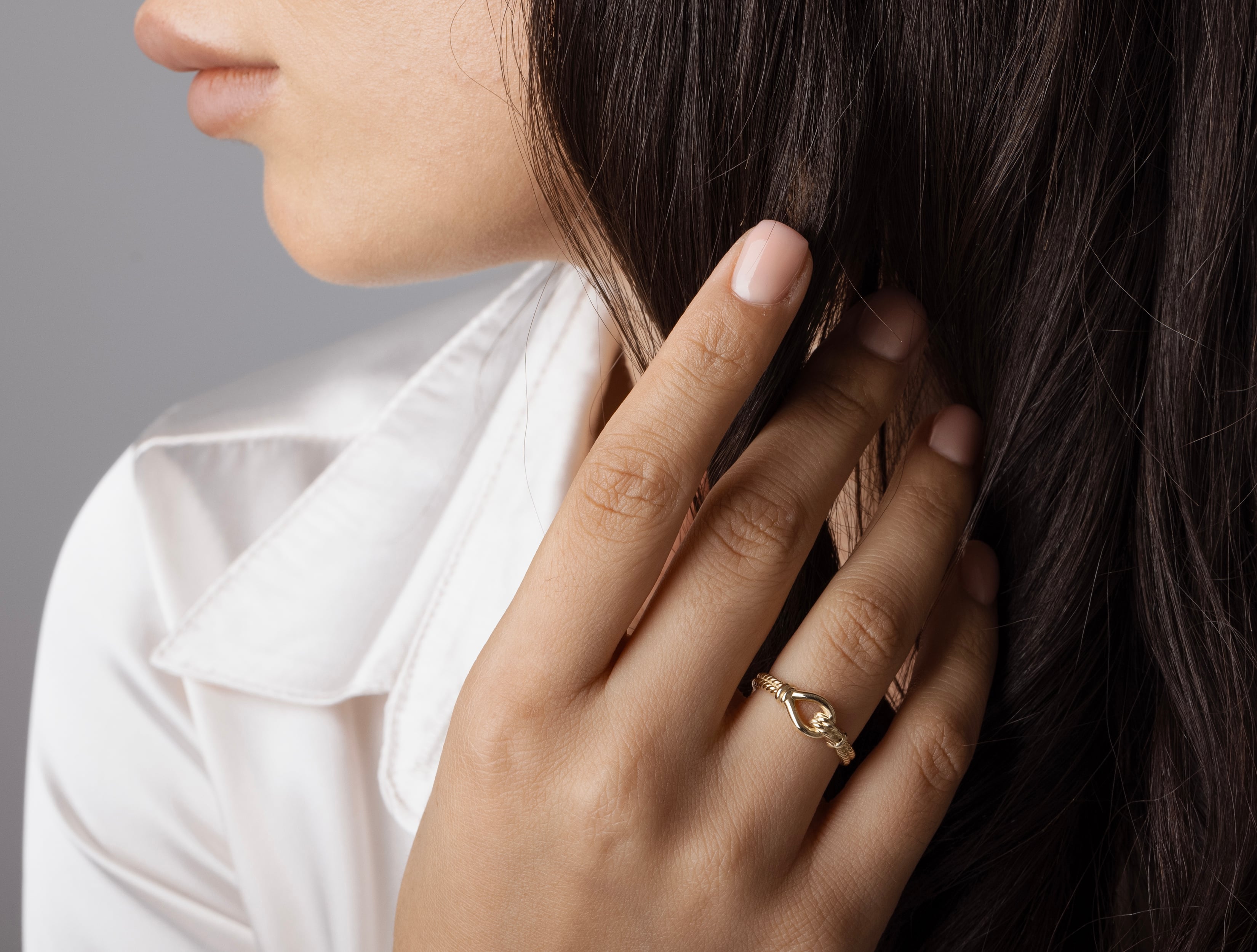 Altın Halat Çengel Yüzük