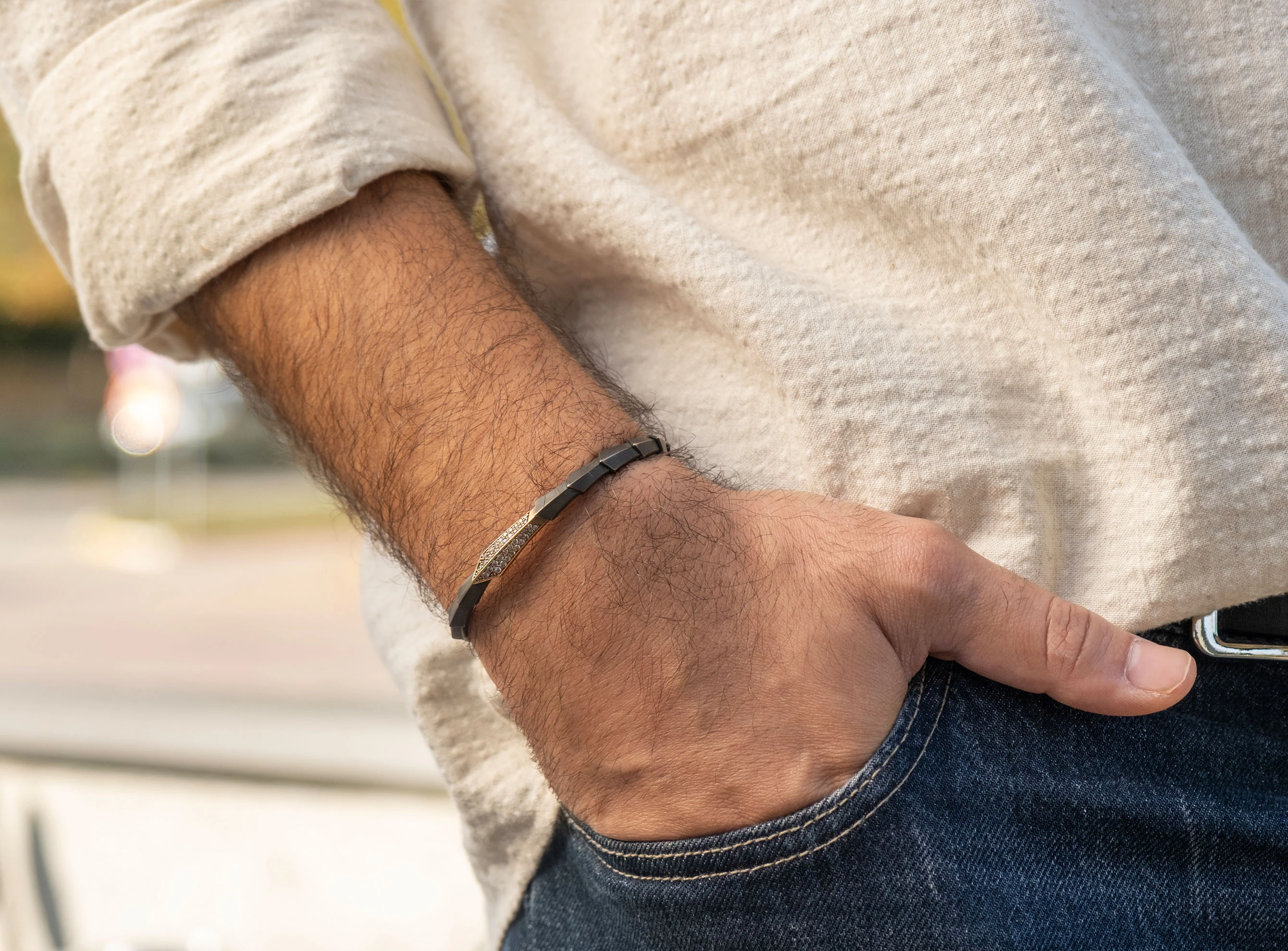 Erkek Tasarım 0,55ct Pırlanta Yılan Kelepçe Bileklik