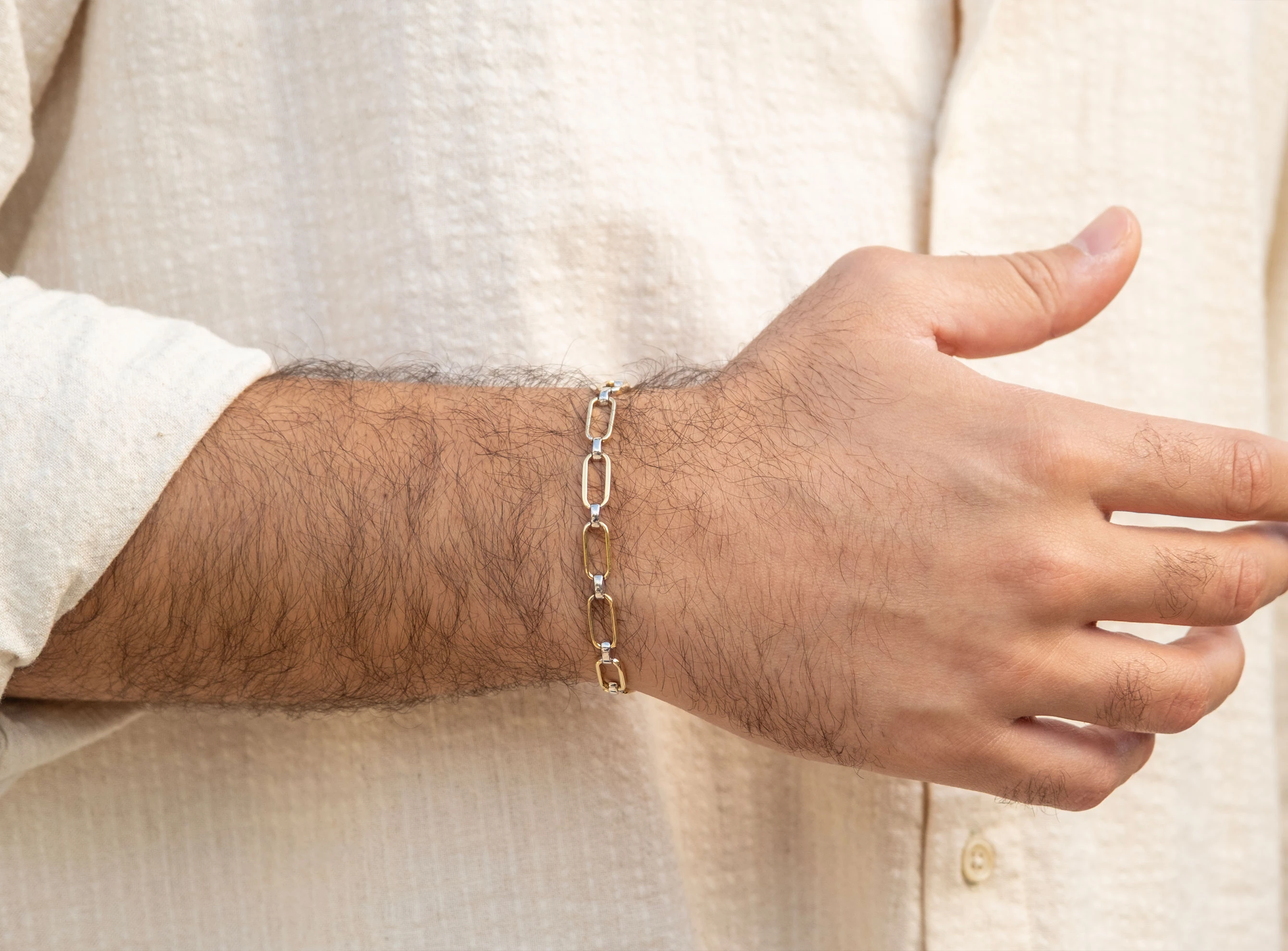 Altın Unisex Çift Renk Dikdörtgen Bileklik