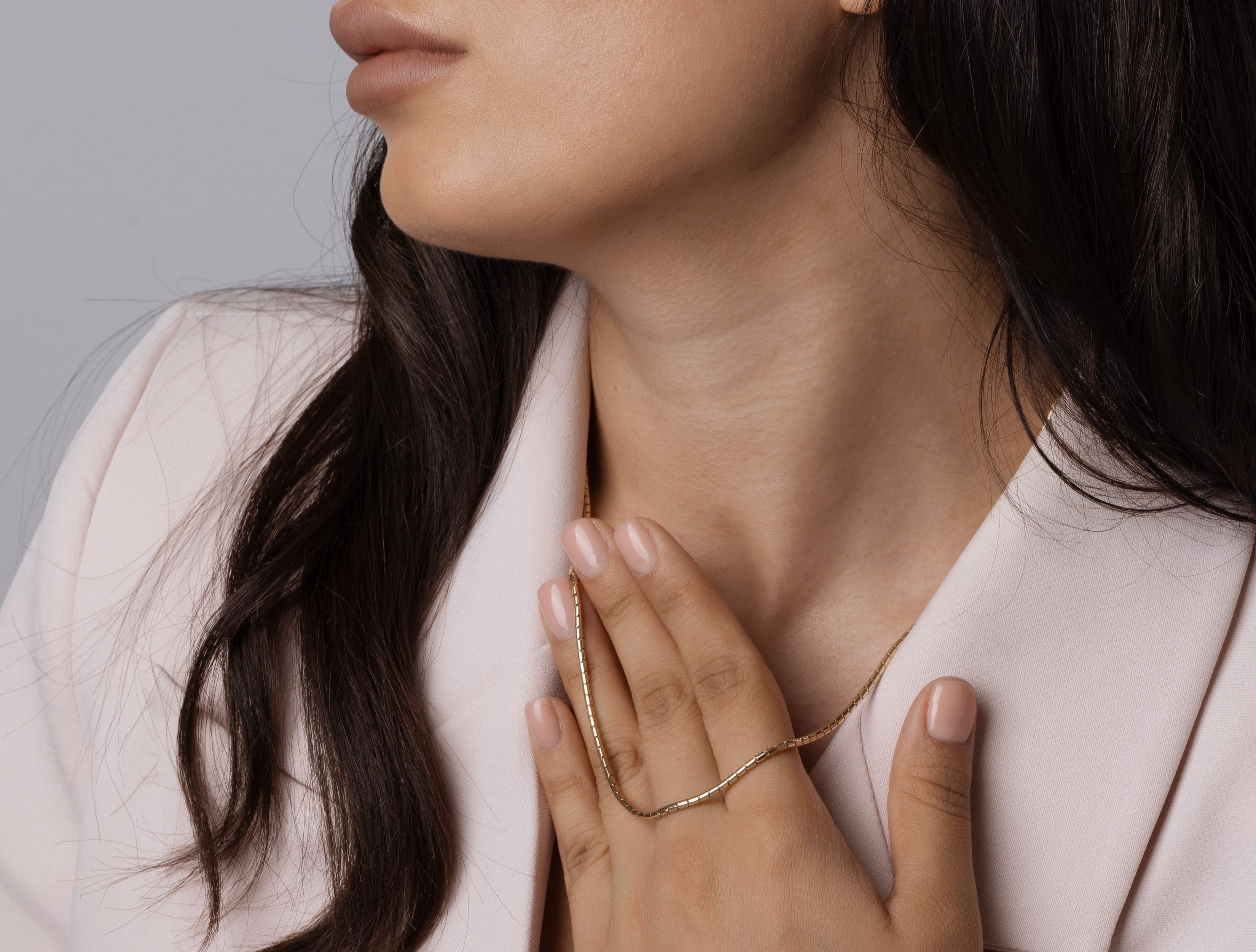 Altın Unisex Silindir Dorica Zincir Kolye