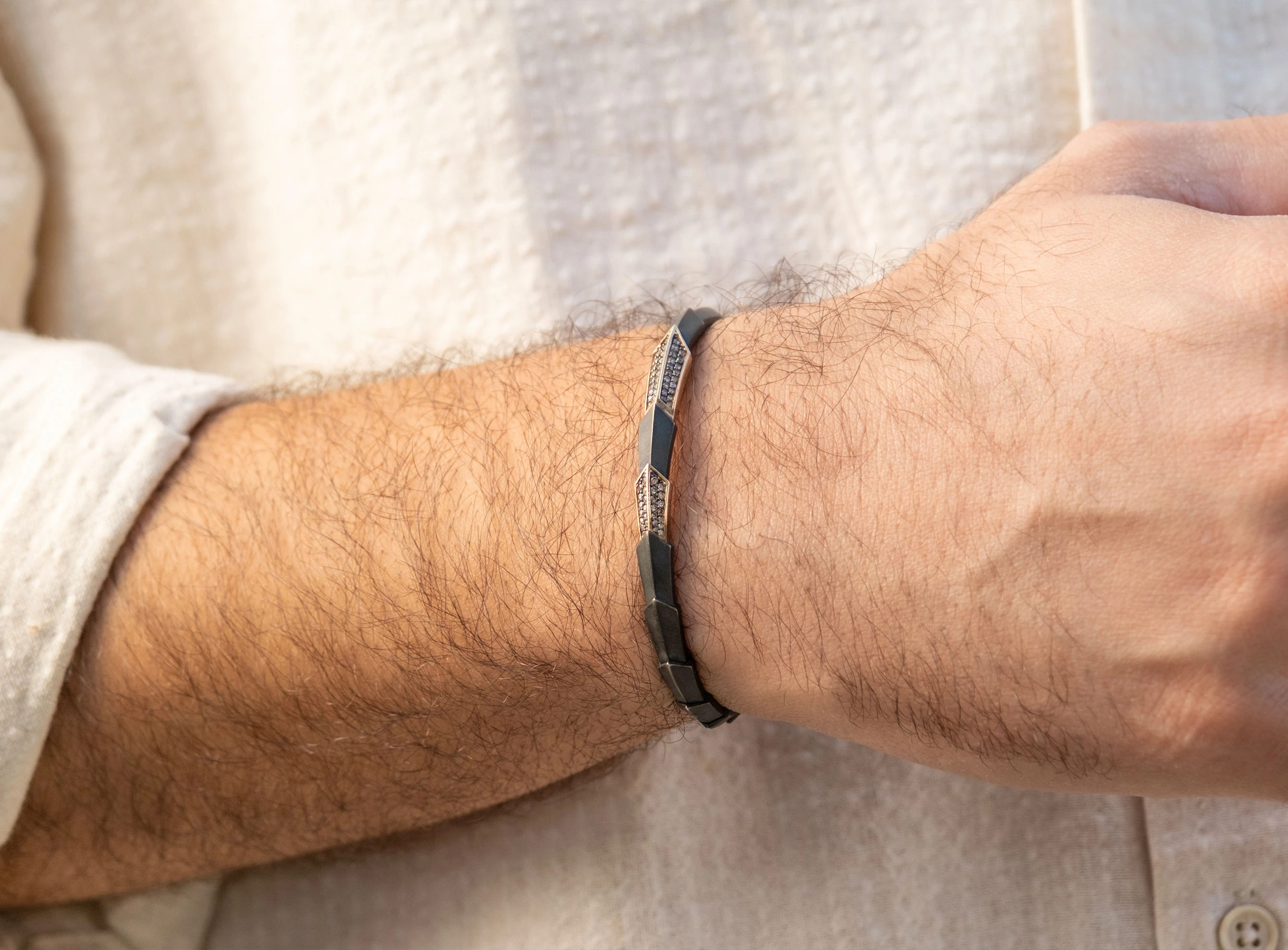 Erkek Tasarım 0,58ct Pırlanta Yılan Kelepçe Bileklik