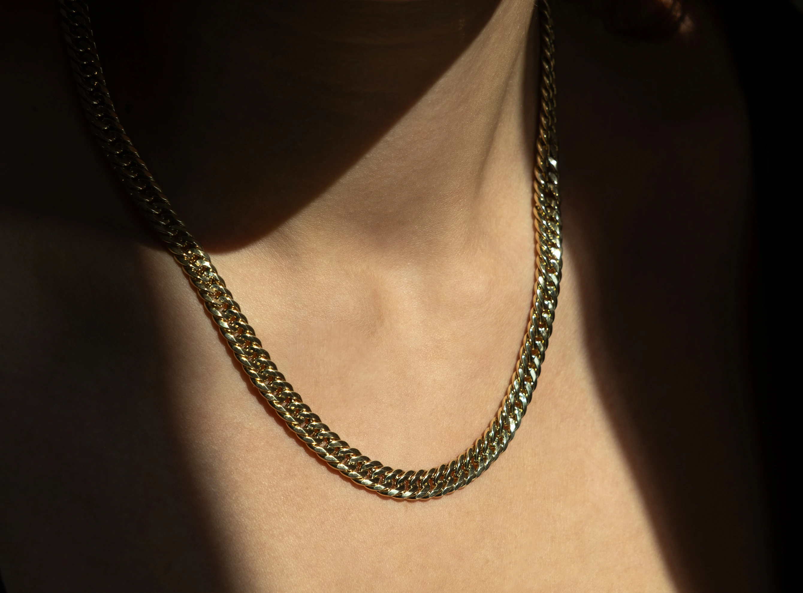 Altın Unisex 6 mm Hallow Gurmet Zincir Kolye