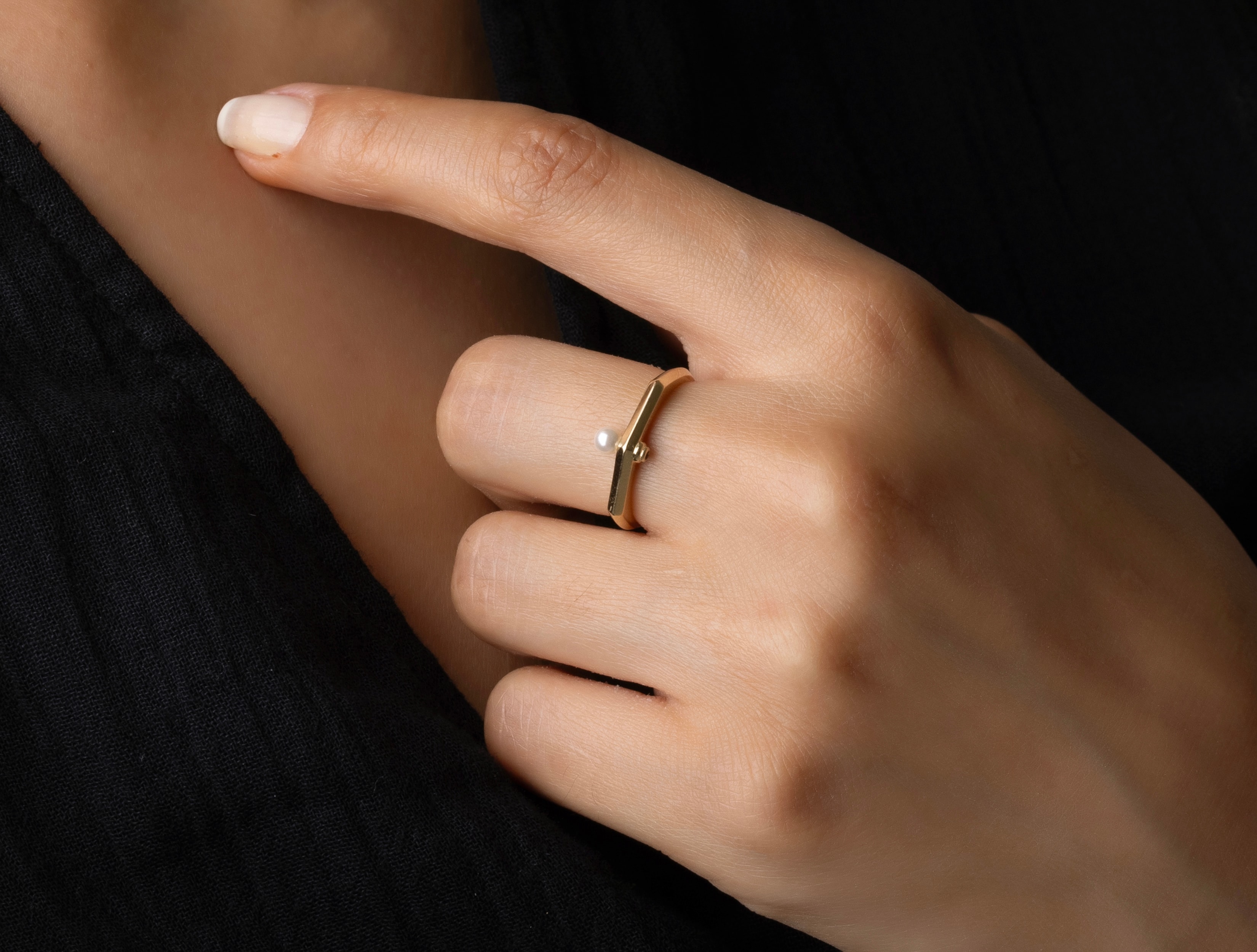 Deep Sea İnci Geometrik Yüzük