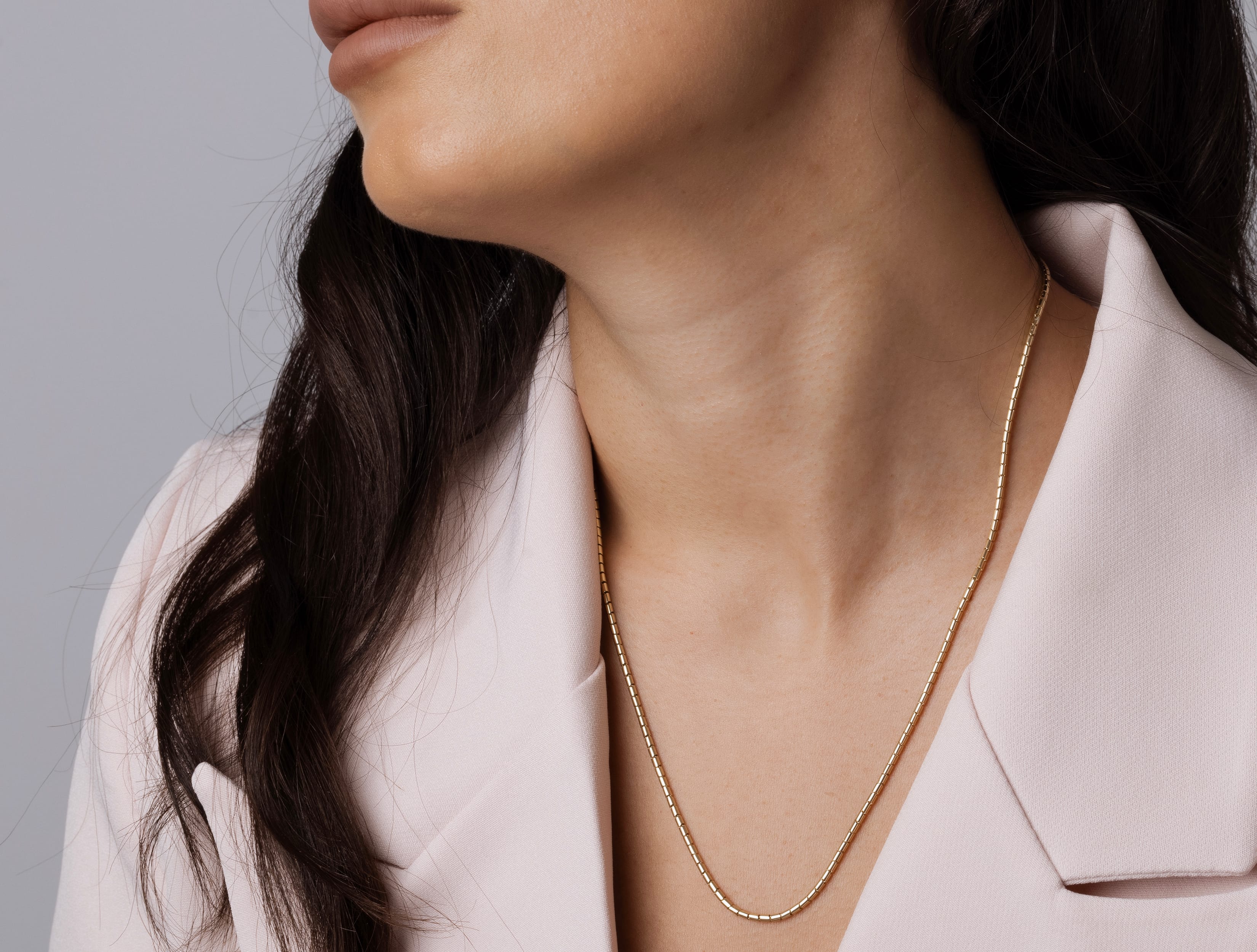 Altın Unisex Silindir Dorica Zincir Kolye