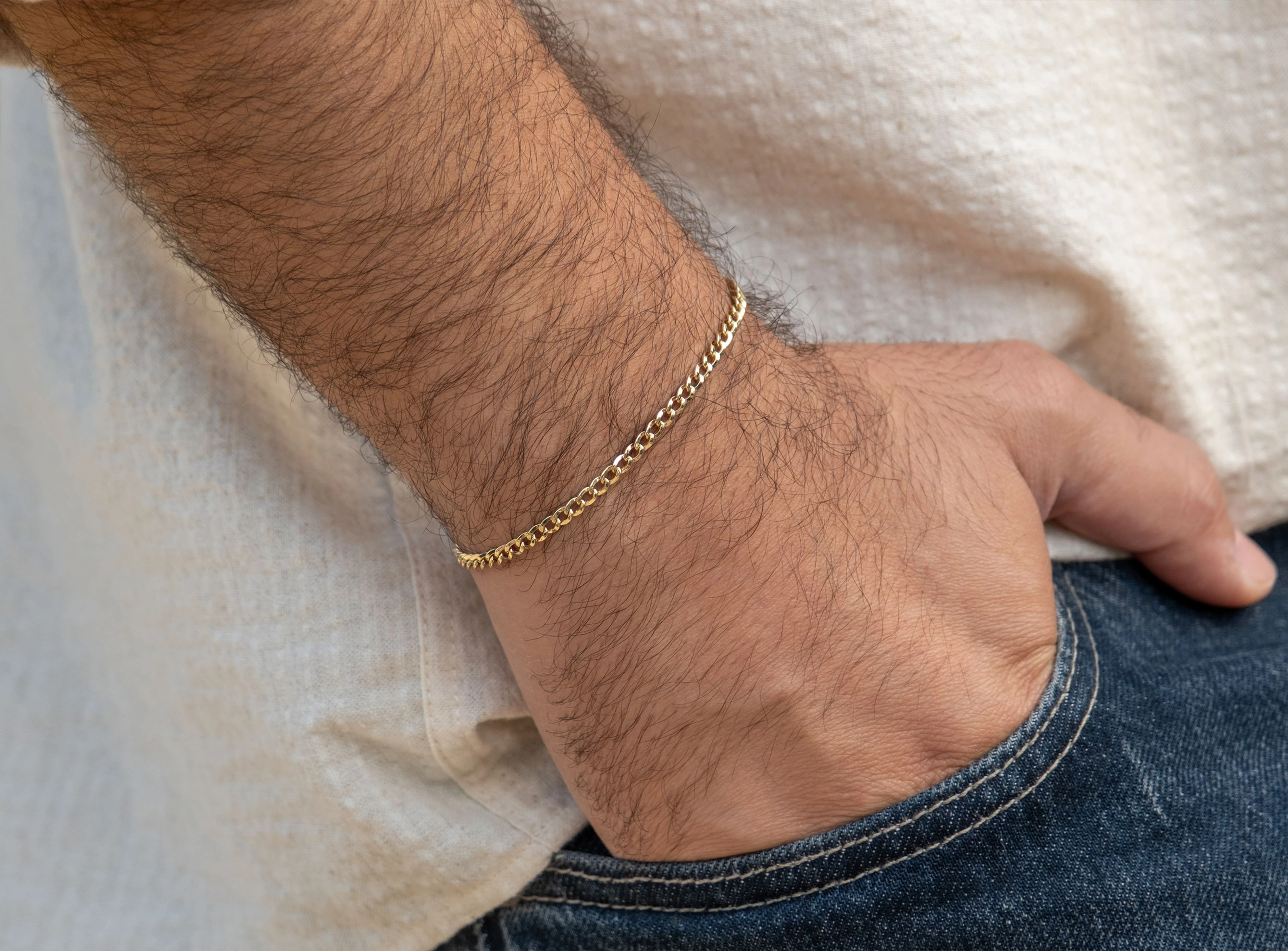 Altın 3 mm Unisex Hallow Zincir Bileklik