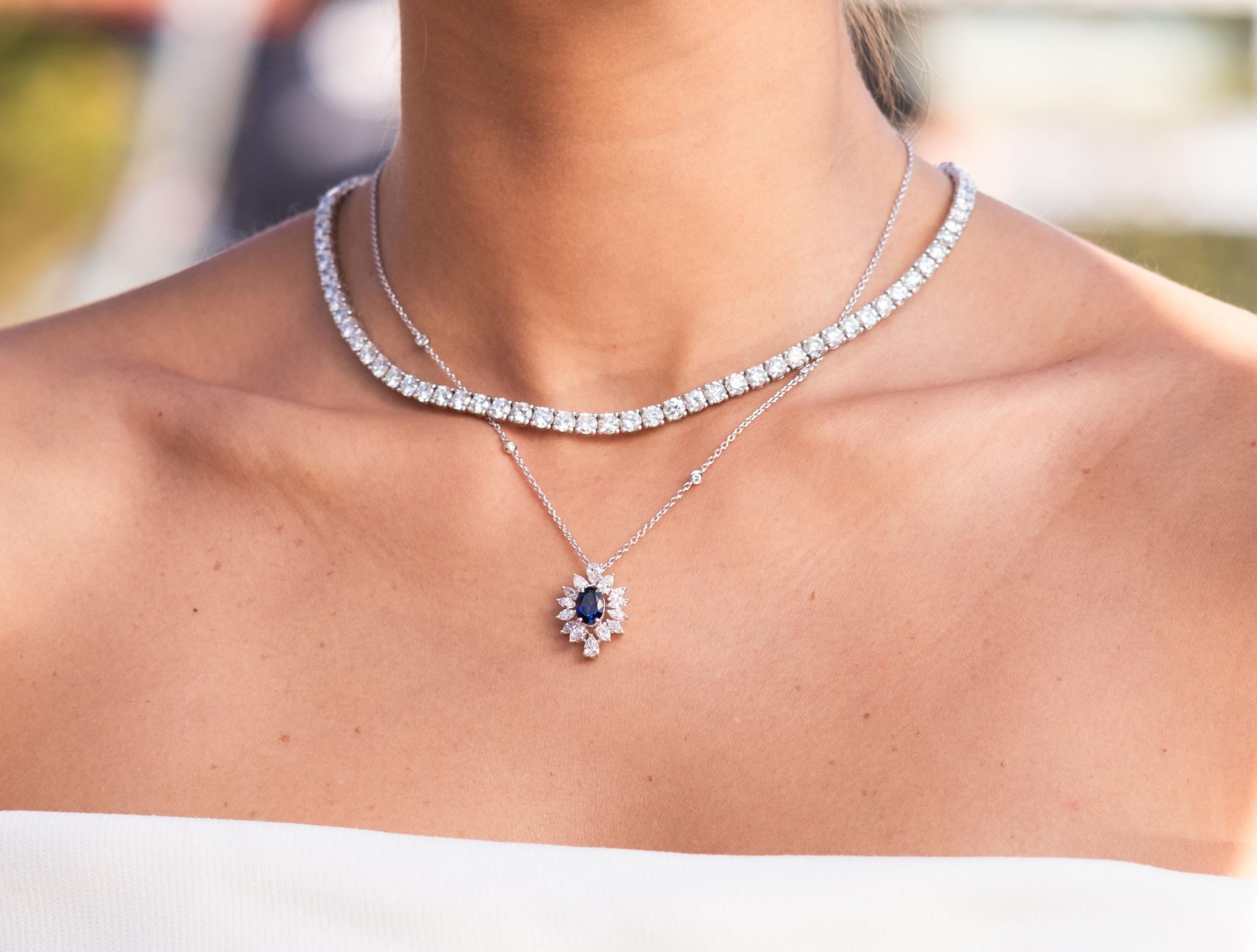 LUXURY COLLECTİON 1,68CT Pırlantalı Safir Kolye