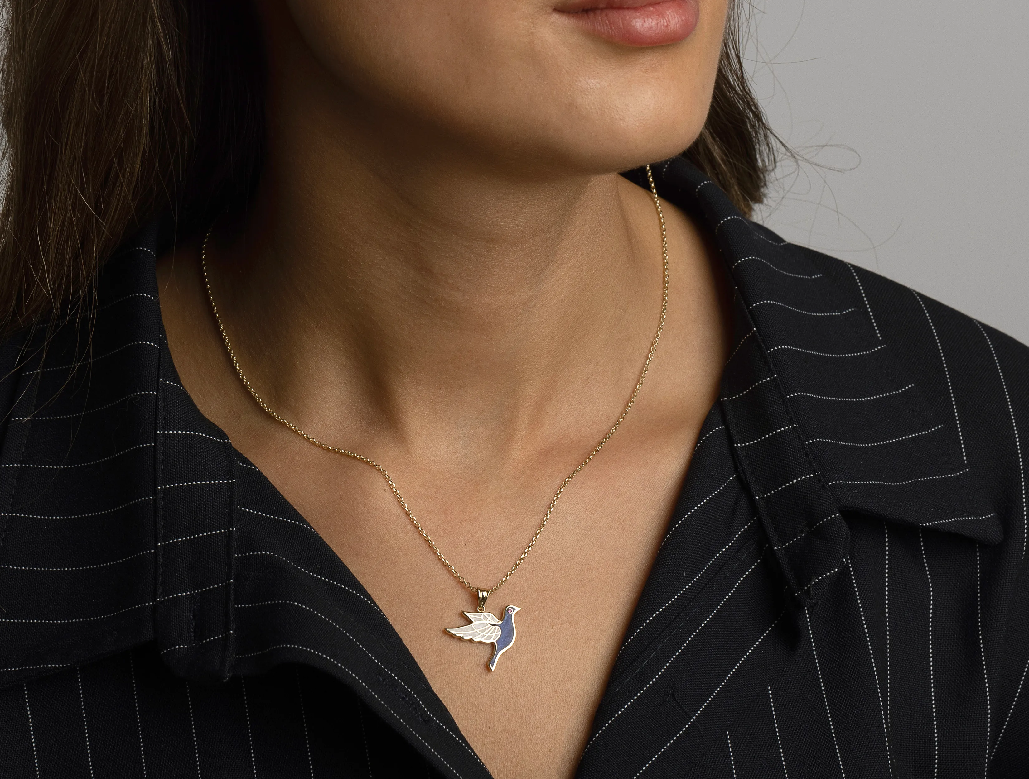 Altın Peace Kuş Kolye Ucu