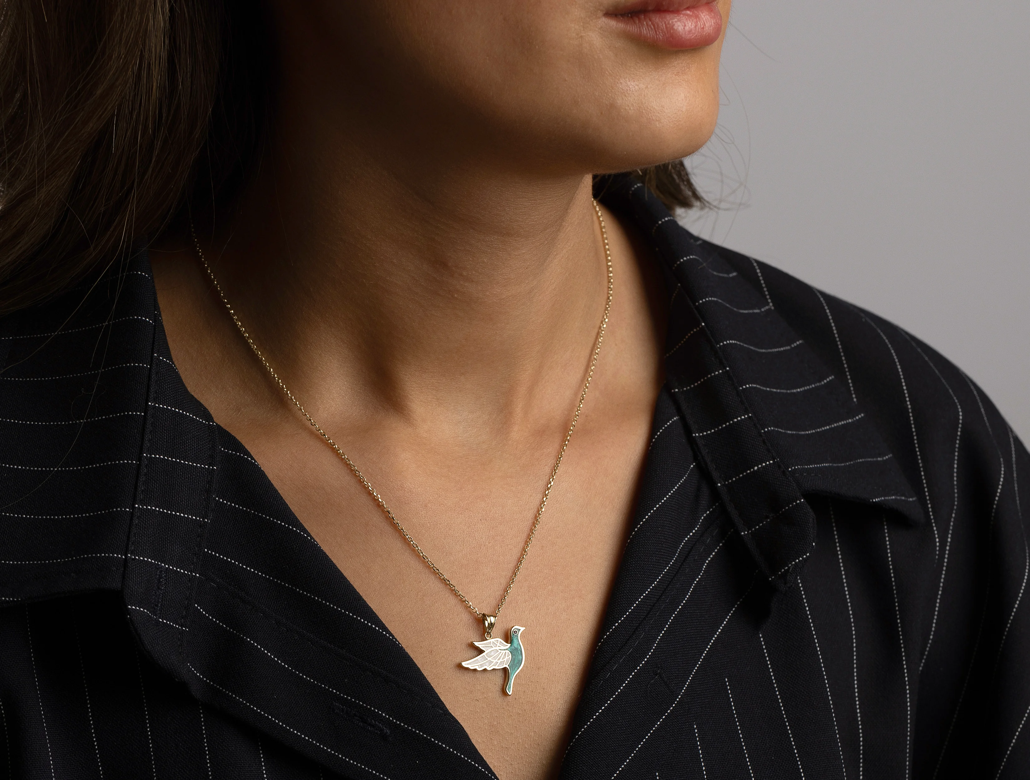 Altın Peace Kuş Kolye Ucu