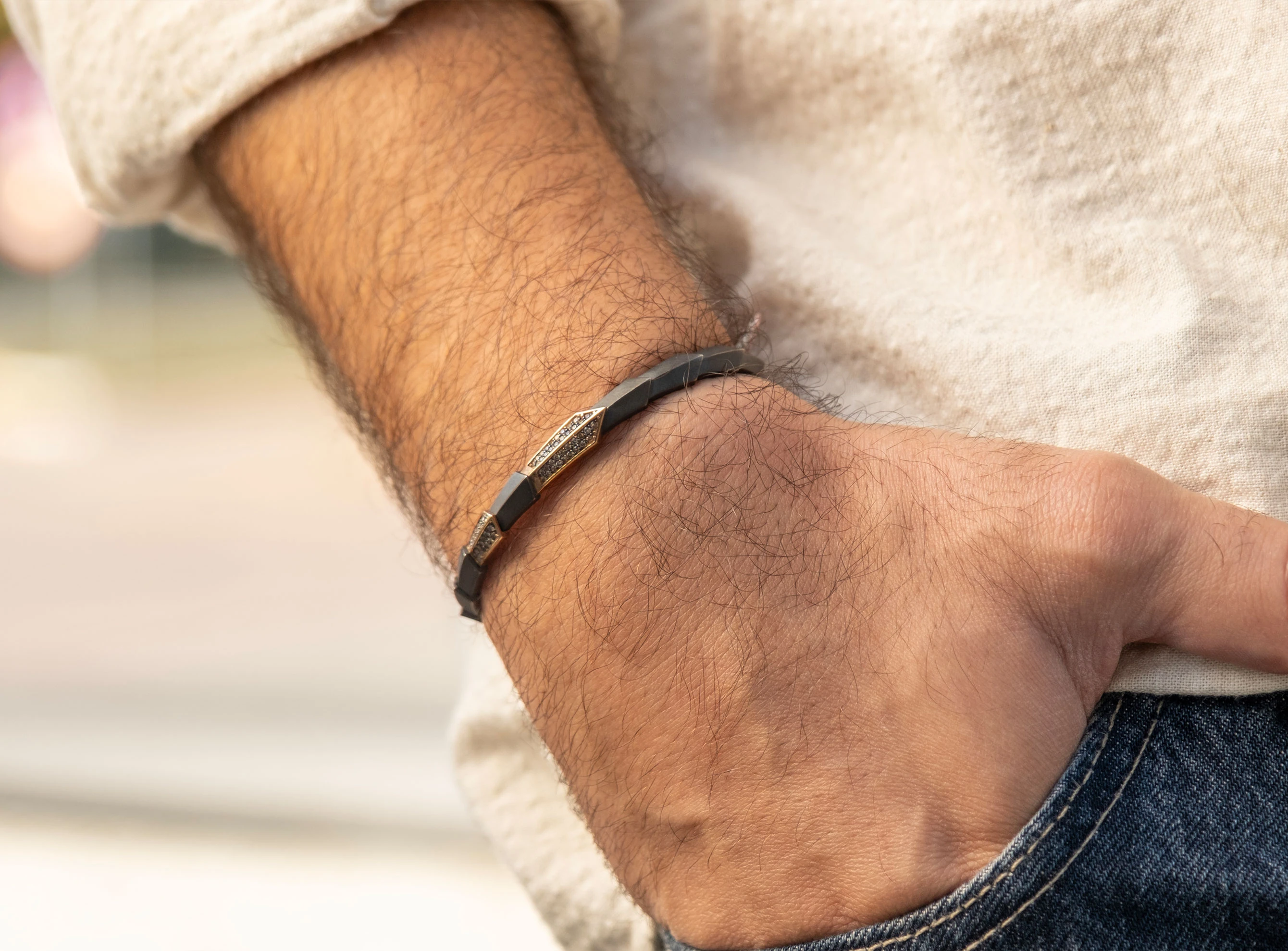 Erkek Tasarım 0,58ct Pırlanta Yılan Kelepçe Bileklik