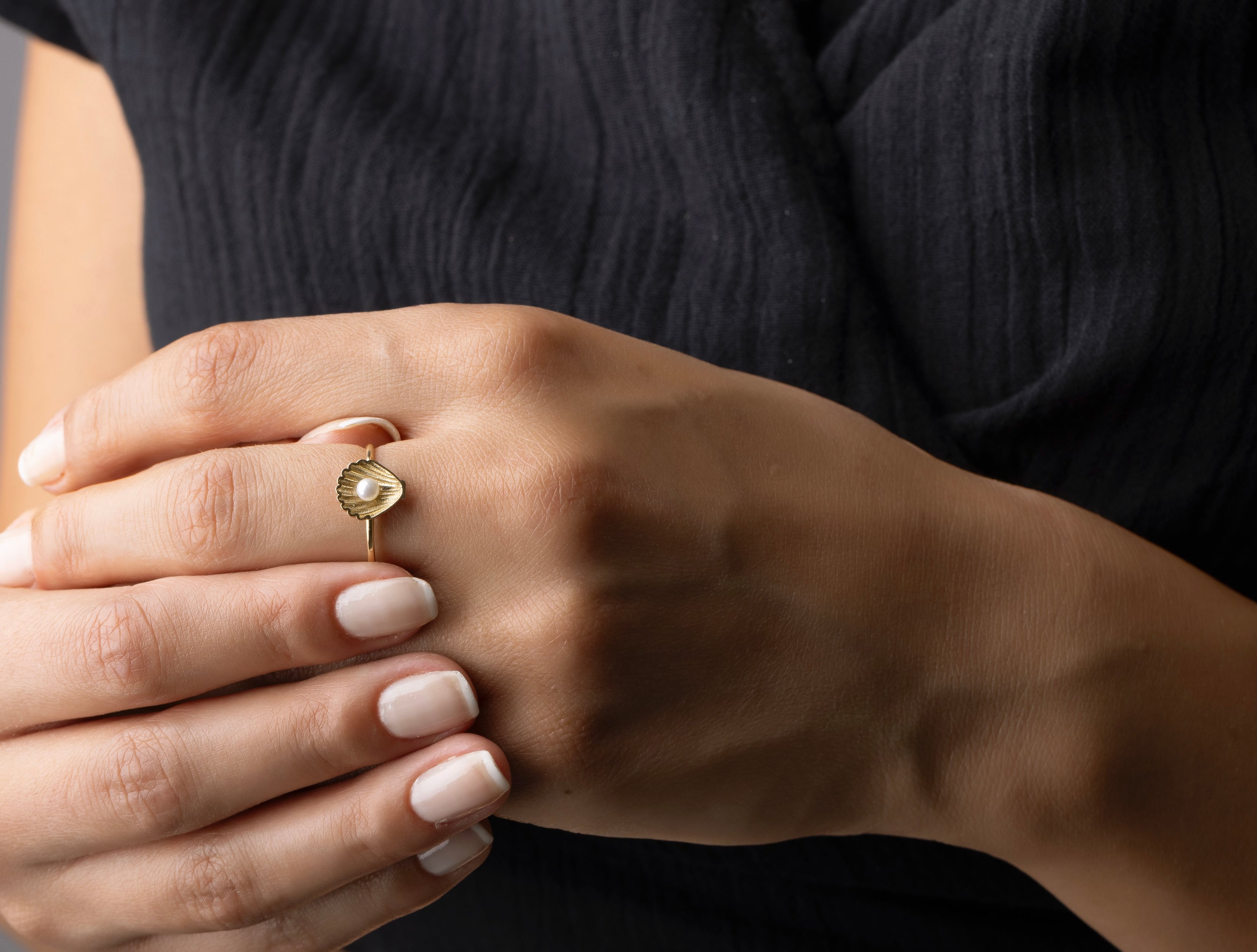 DEEP SEA Altın İnci İstiridye Yüzük