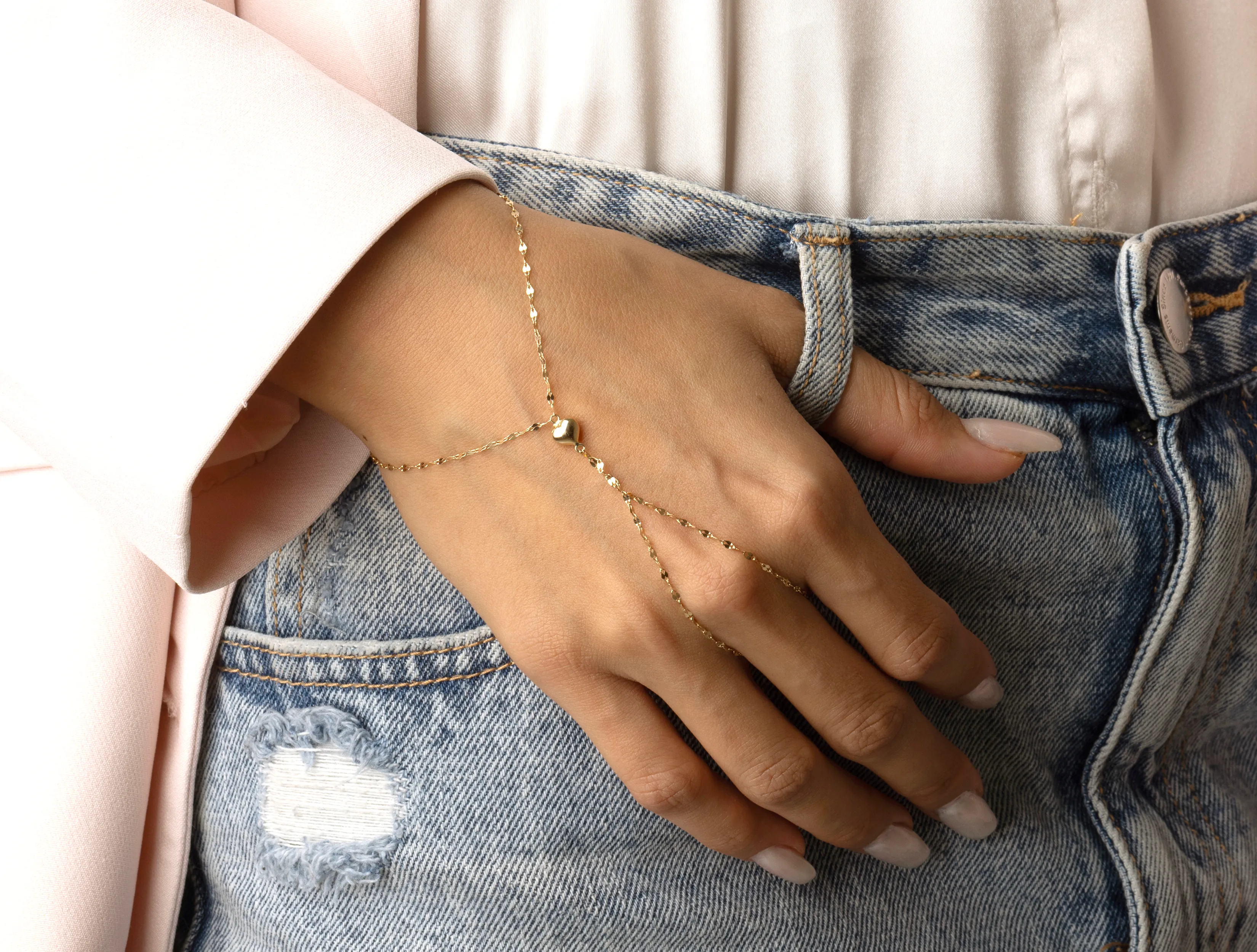 Lovely Altın Işıltılı Zincir Kalp Şahmeran