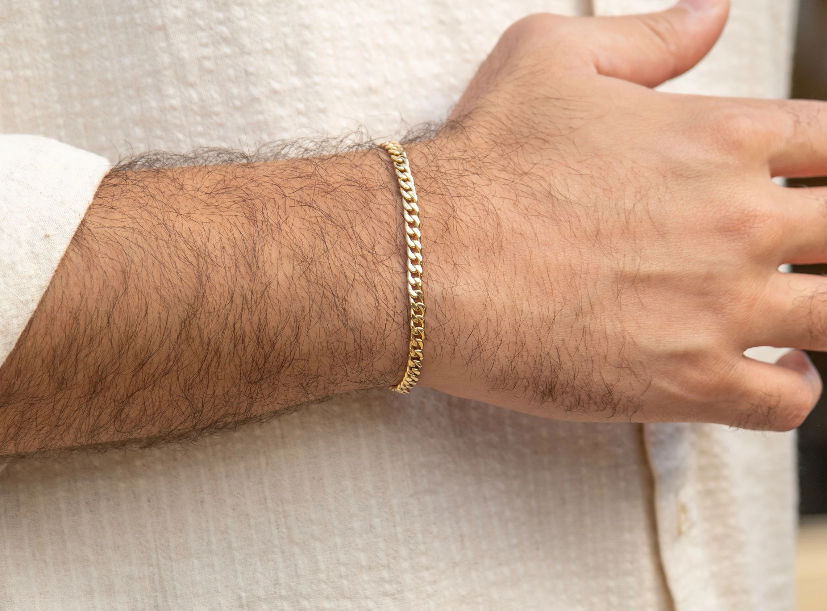 Altın 4 mm Unisex Hallow Zincir Bileklik