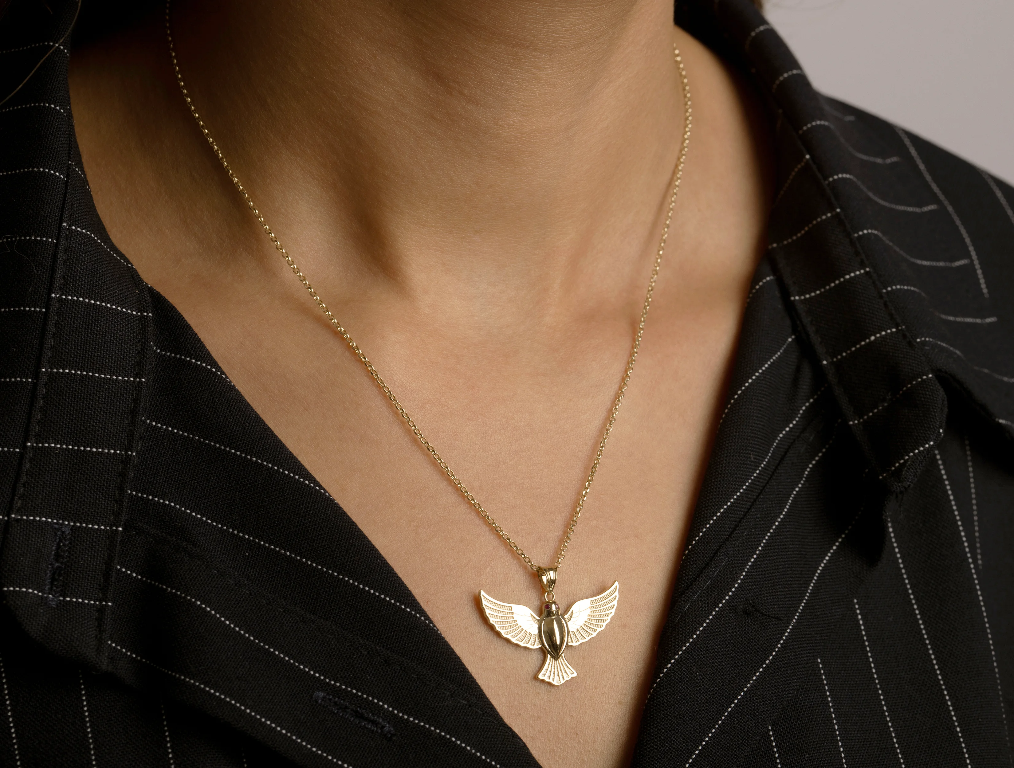 Altın Peace Kuş Kolye Ucu