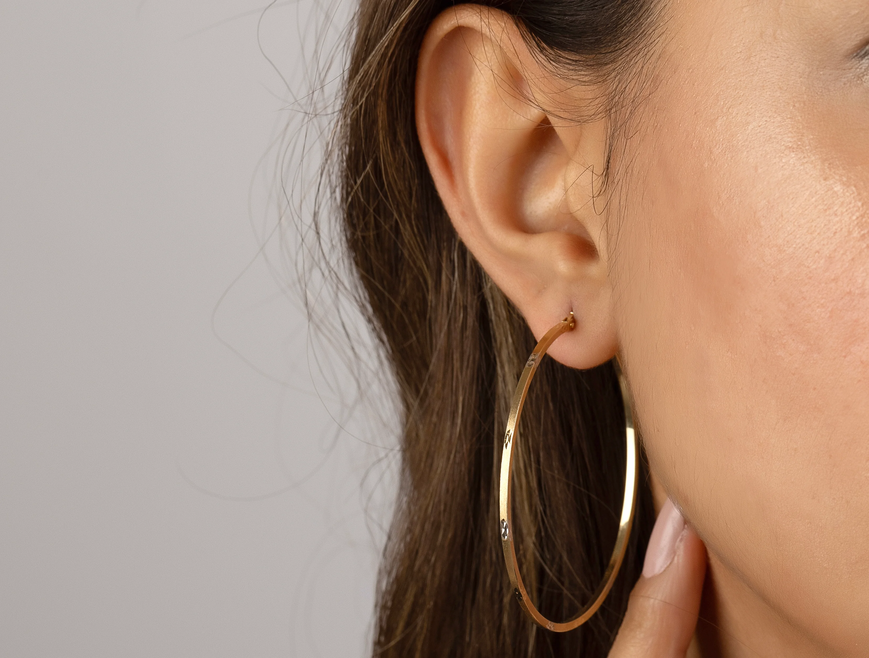 Altın Mat Işıltılı Halka Küpe XLarge