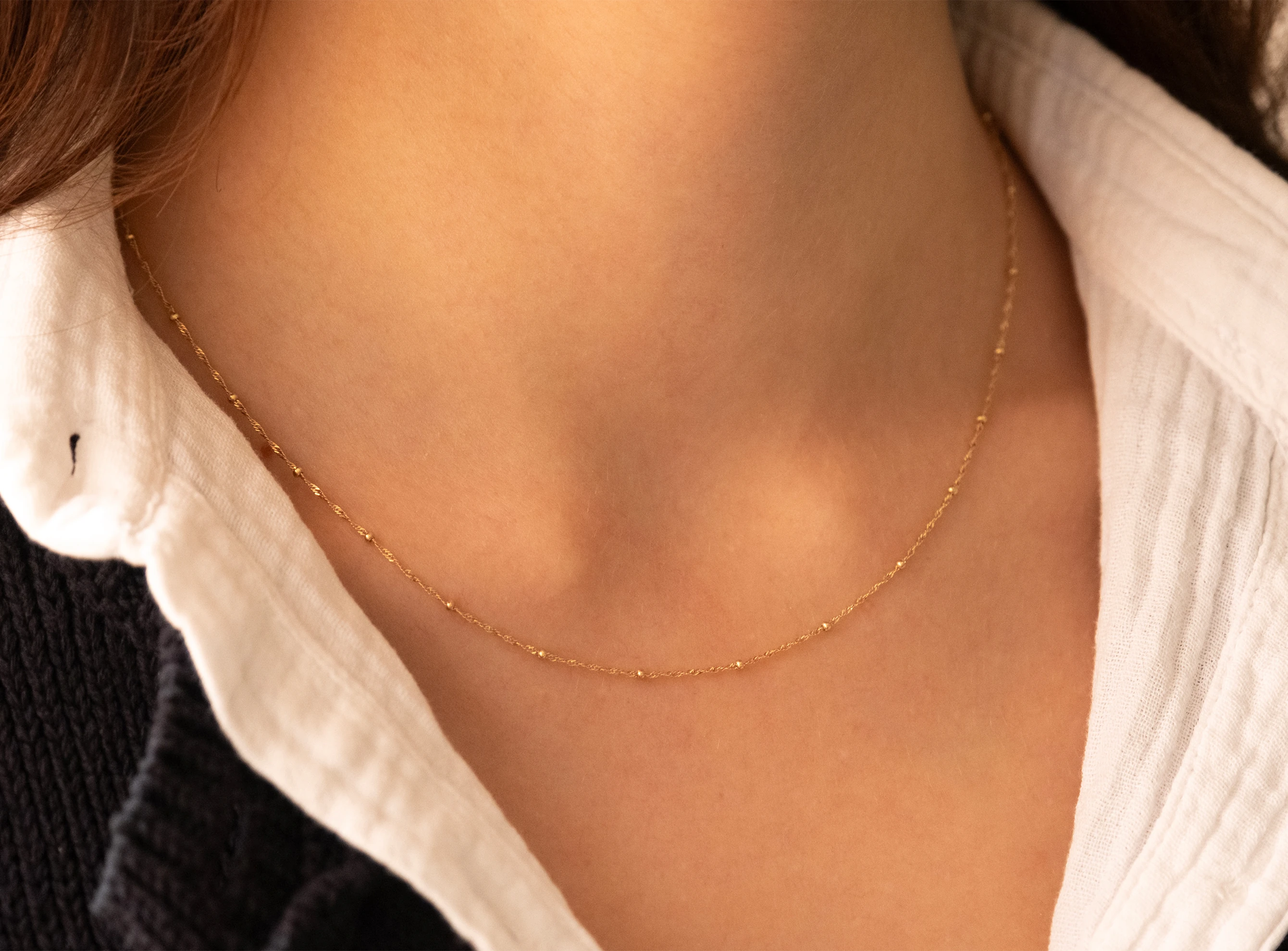 Altın Singapur Zincir Hayalet Kolye