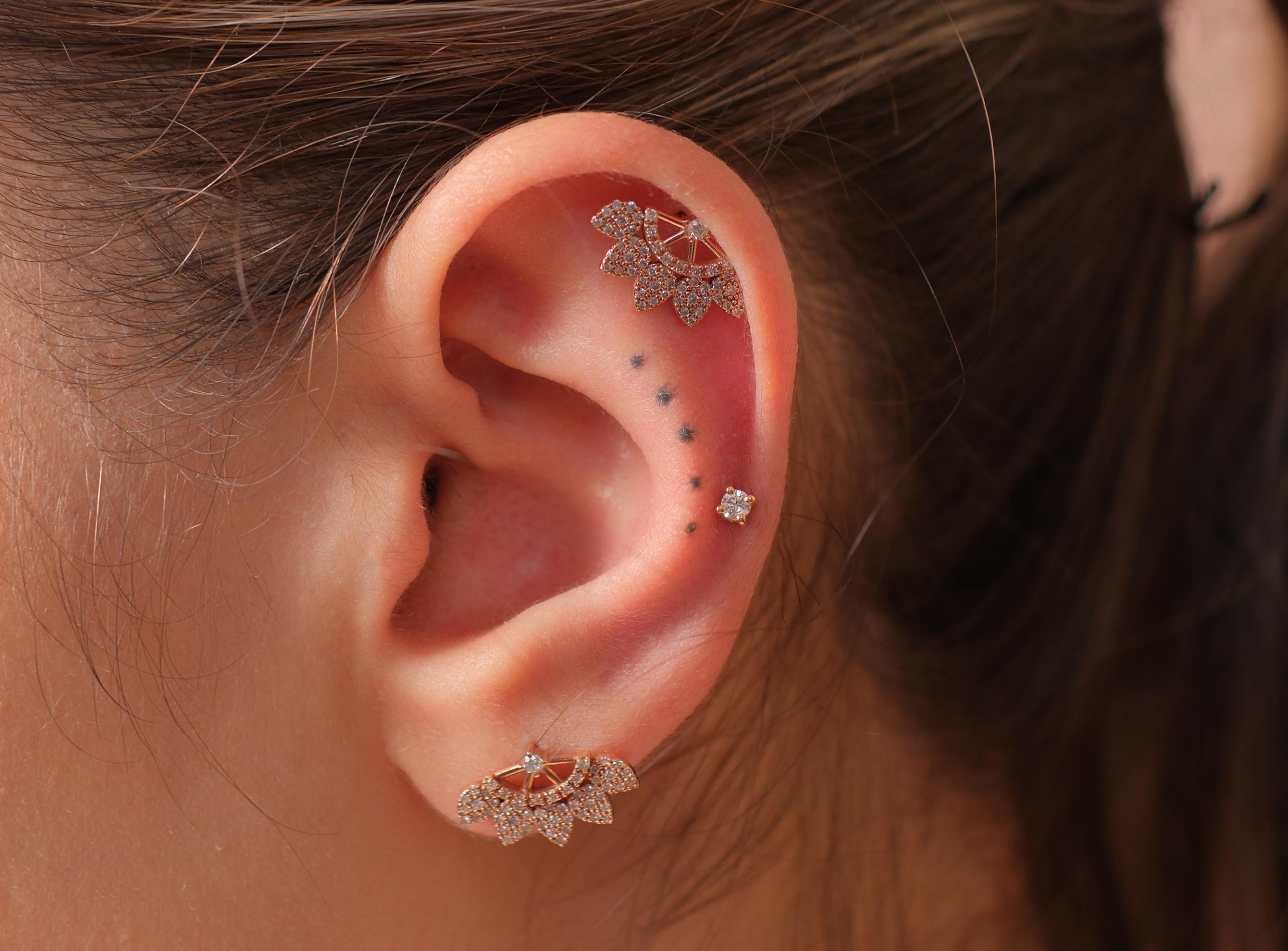 Opiac 0,20ct Pırlanta Tasarım Piercing-Tragus