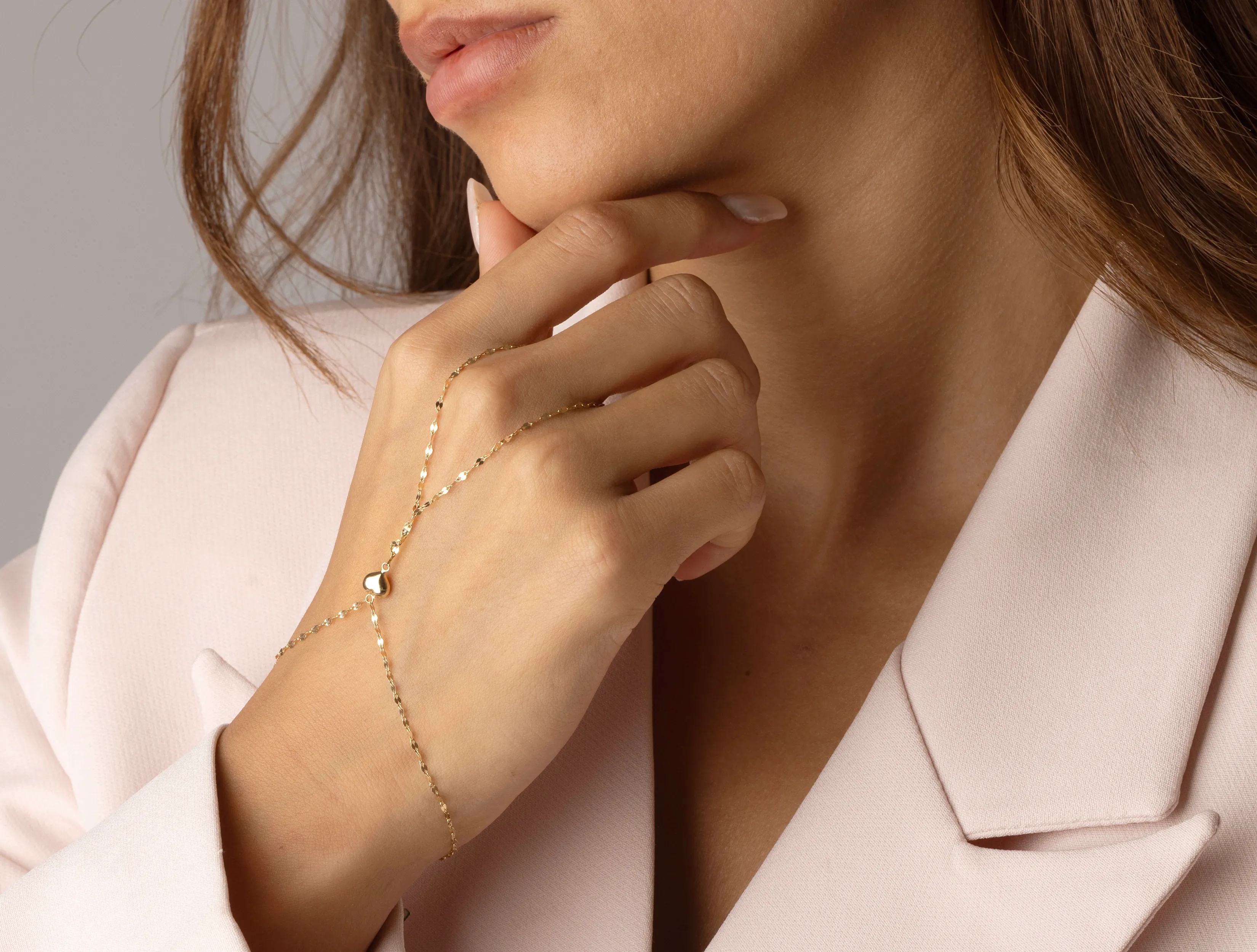 Lovely Altın Işıltılı Zincir Kalp Şahmeran