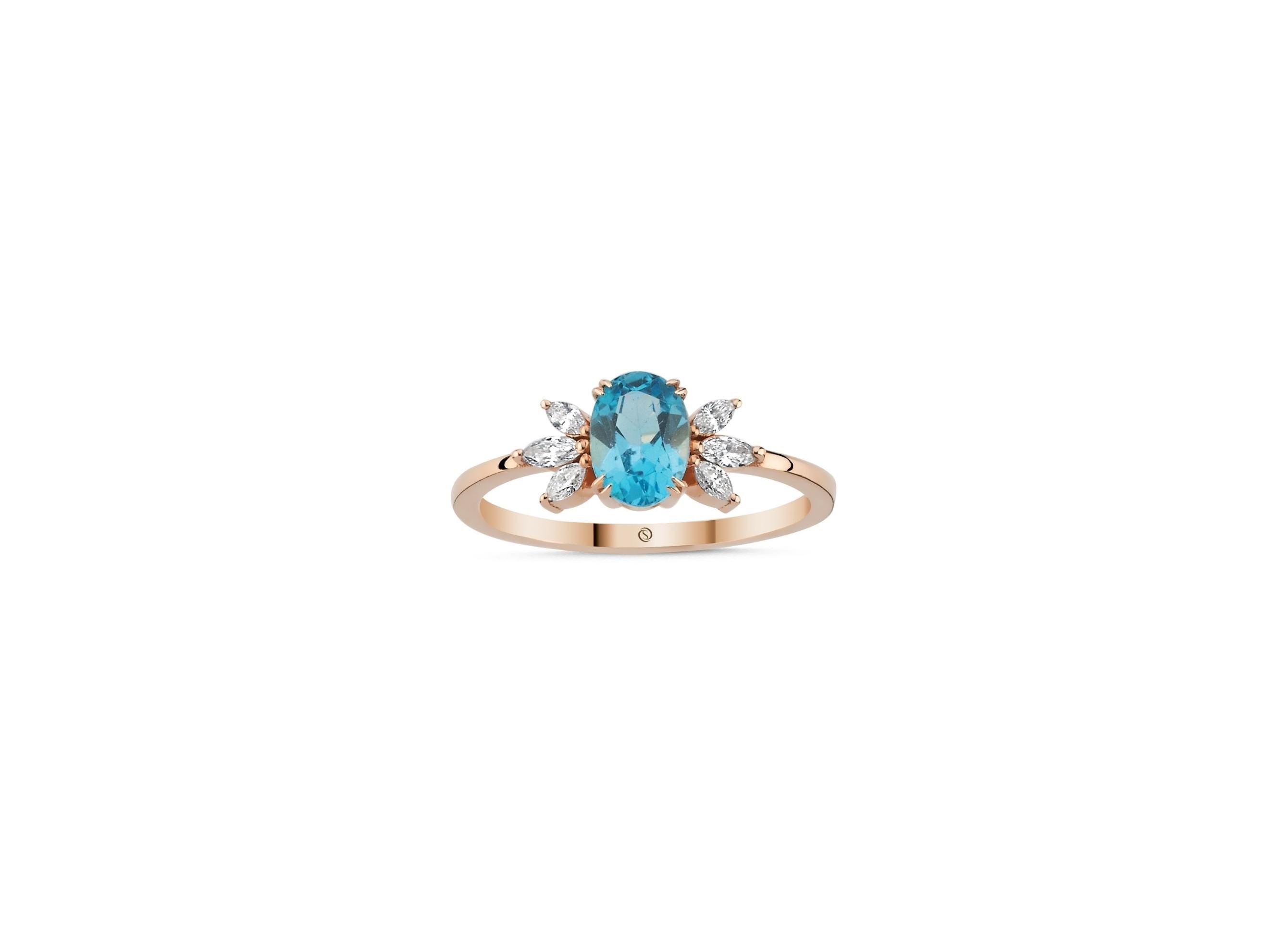 Blue Topaz Tasarım Pırlanta Yüzük