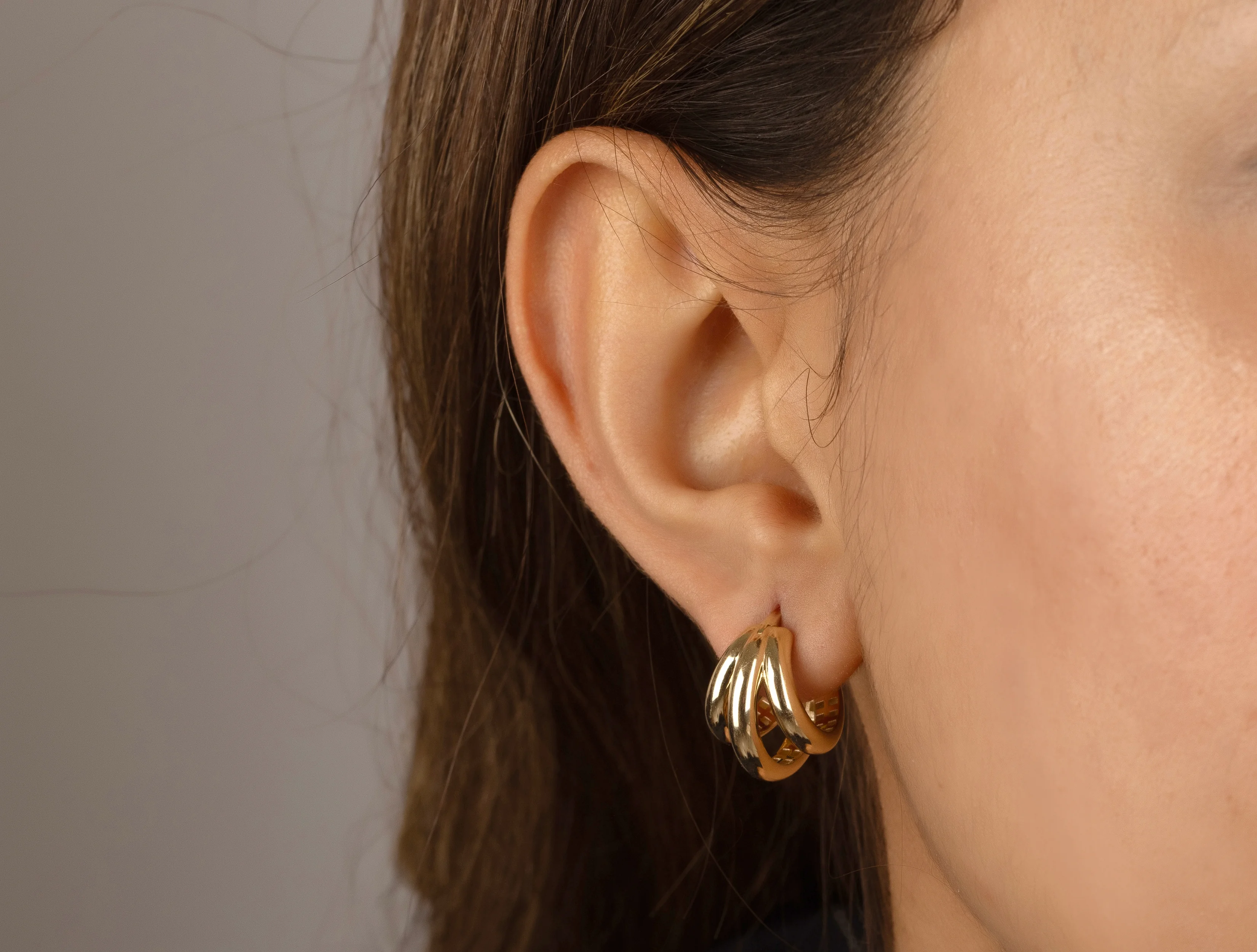 Altın Üçlü Bombe Küpe