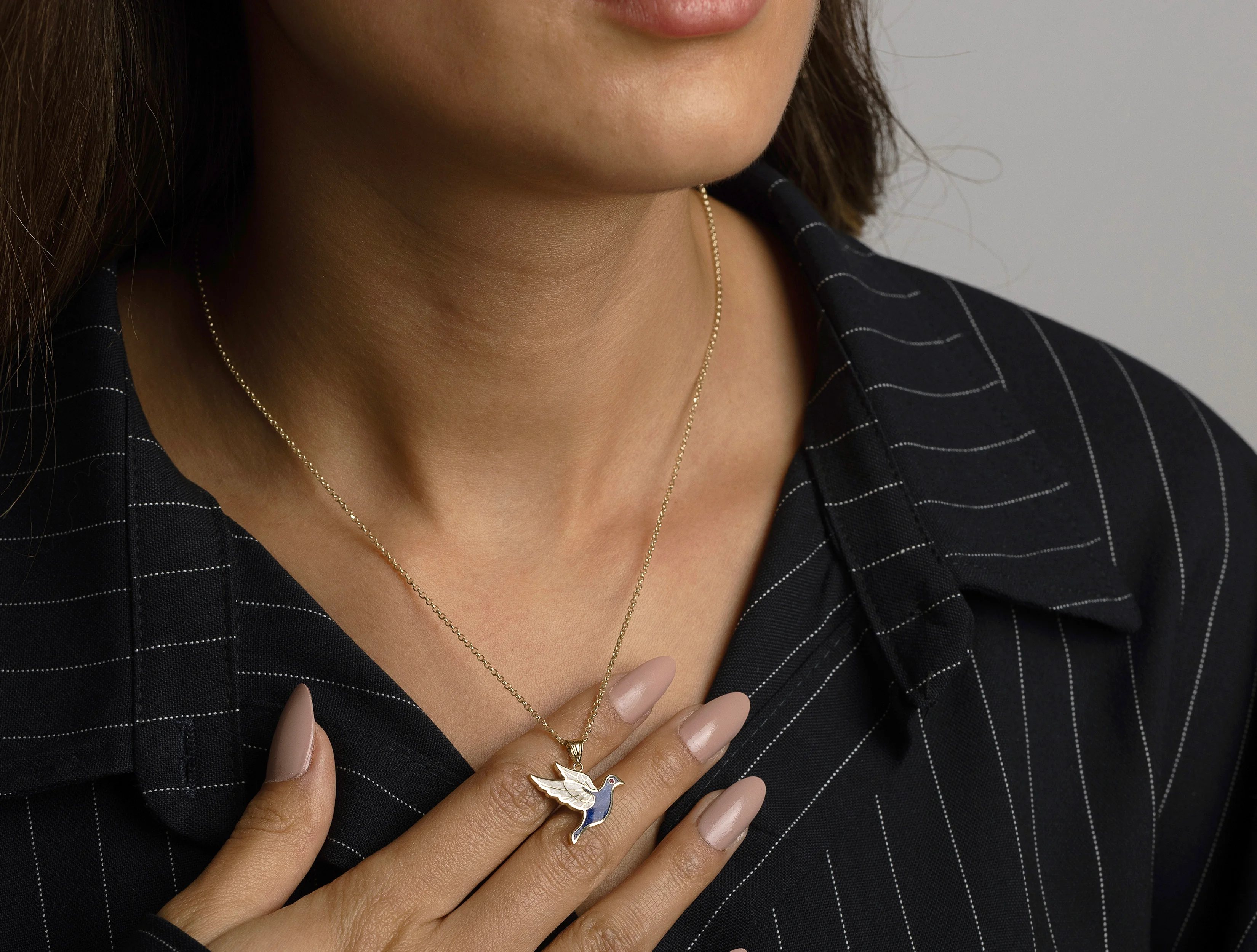 Altın Peace Kuş Kolye Ucu