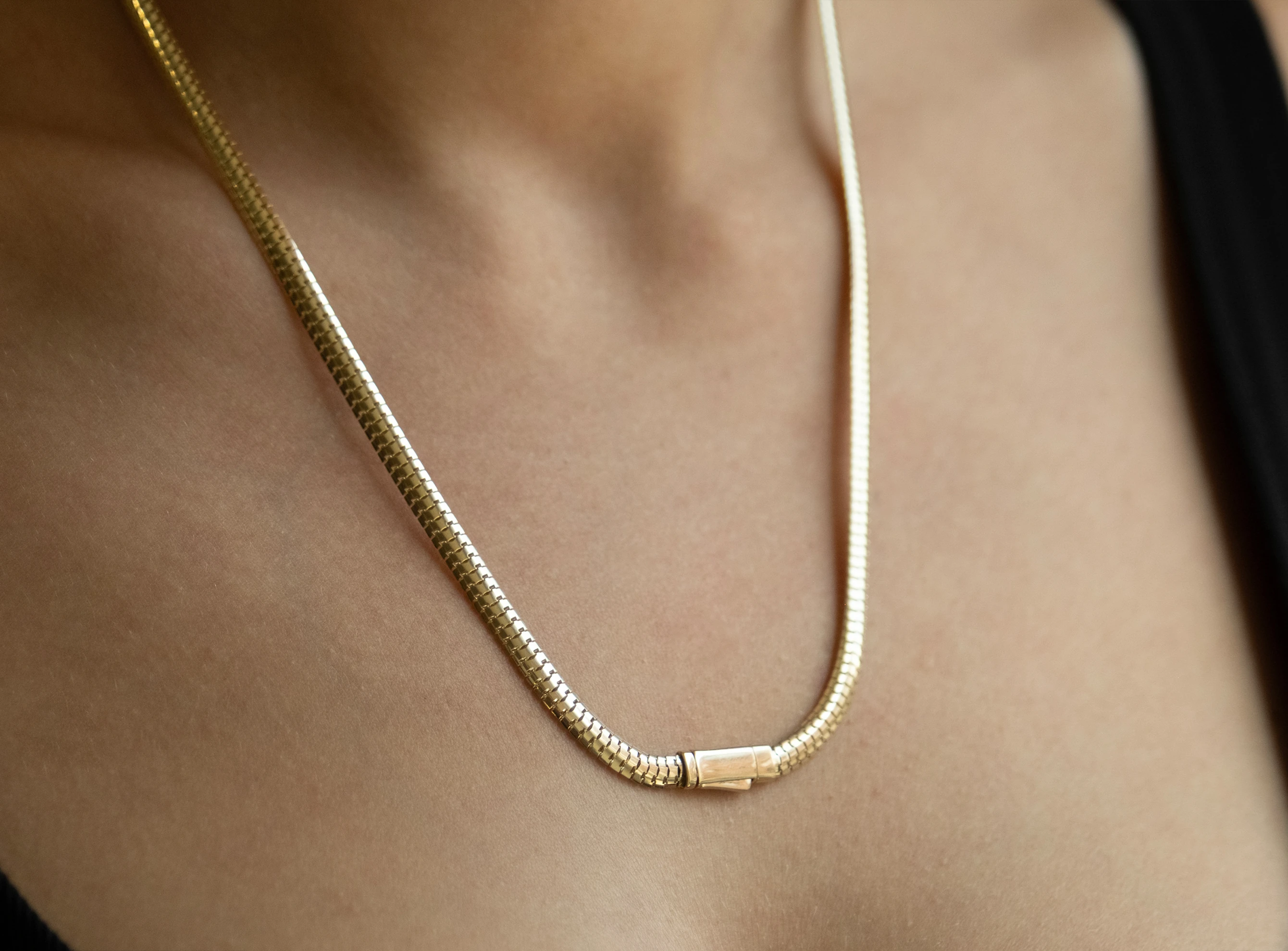 Altın Unisex Yılan Zincir Kolye