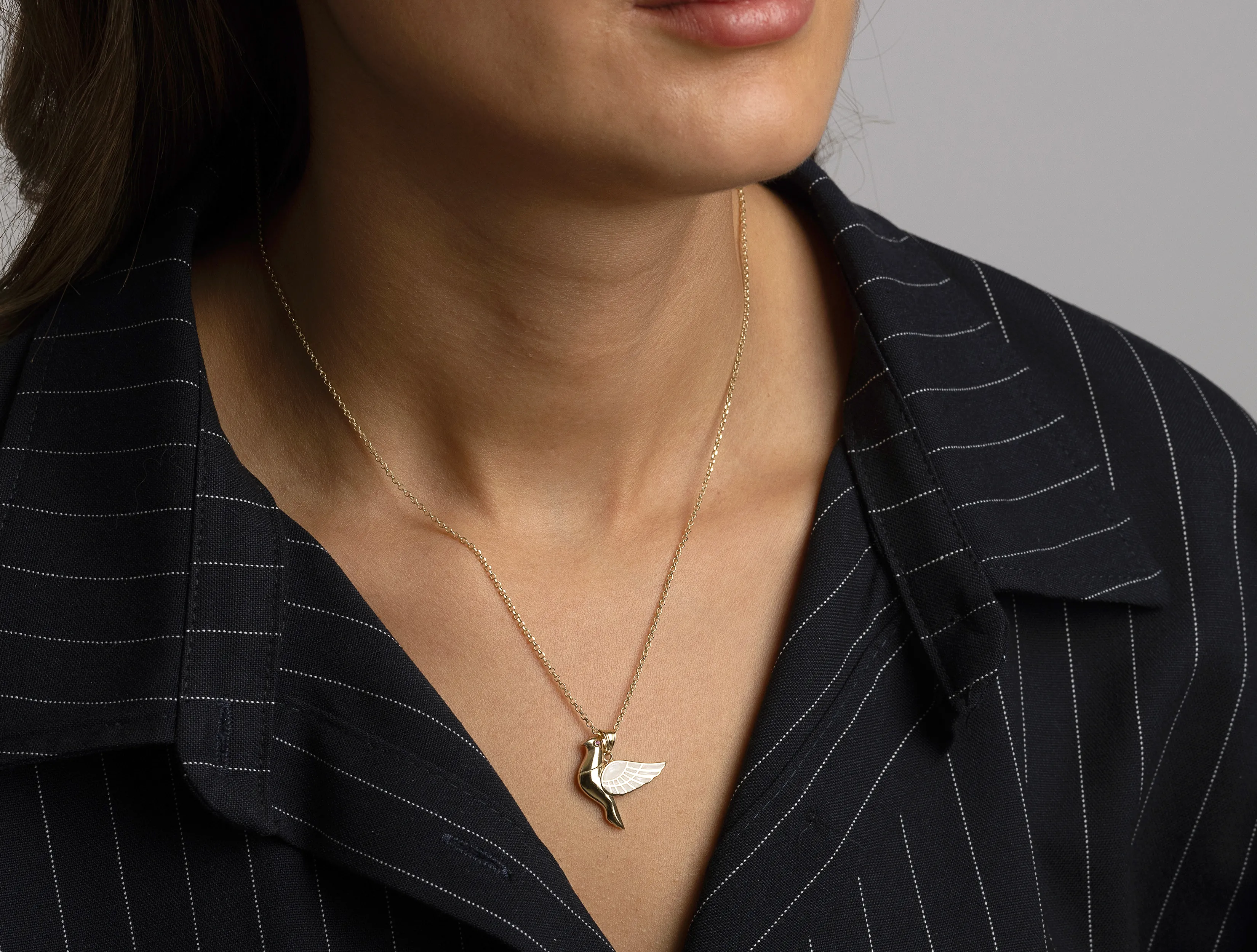 Altın Peace Kuş Kolye Ucu