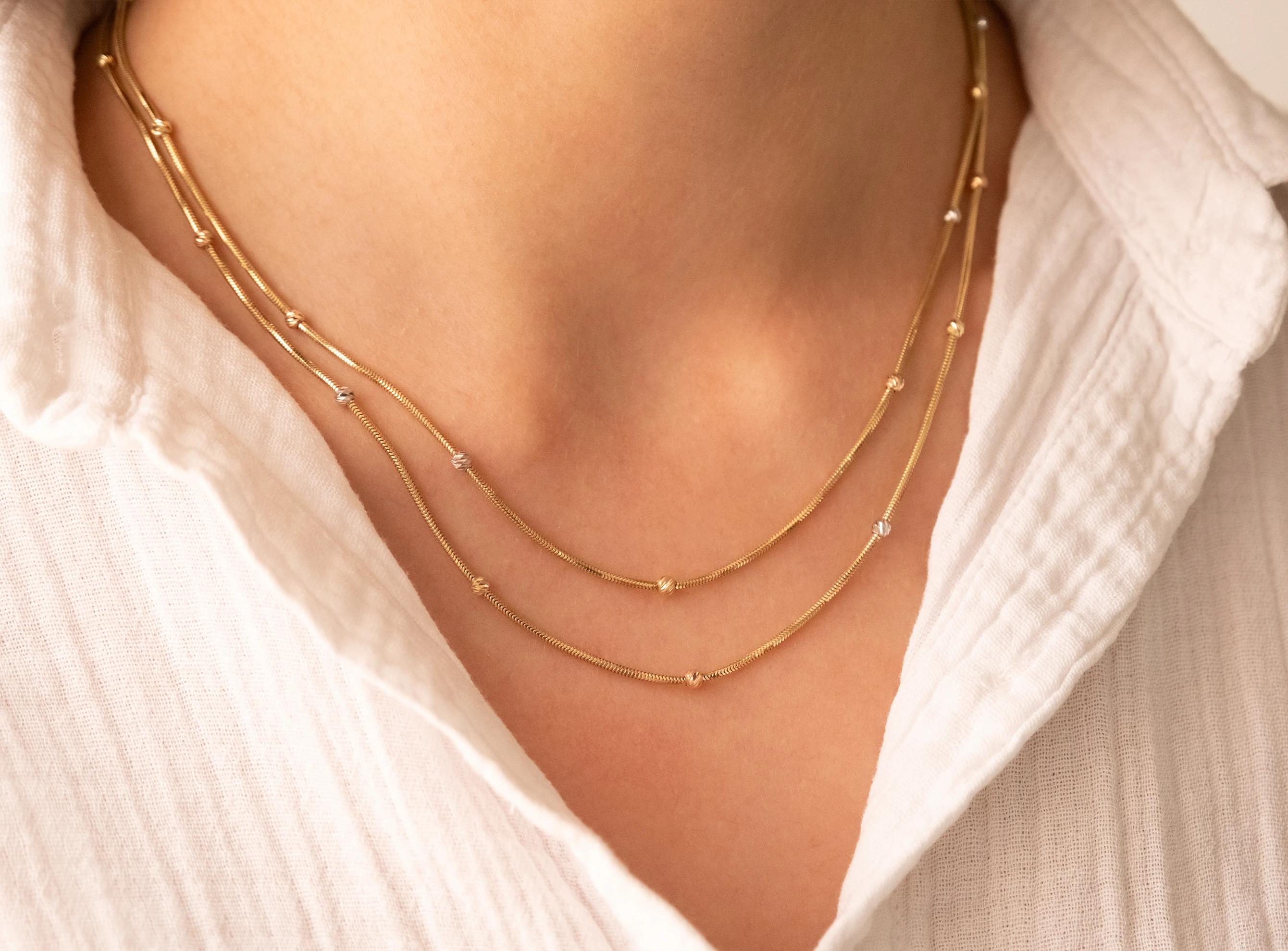 Altın Çift Sıra Dorica Kolye