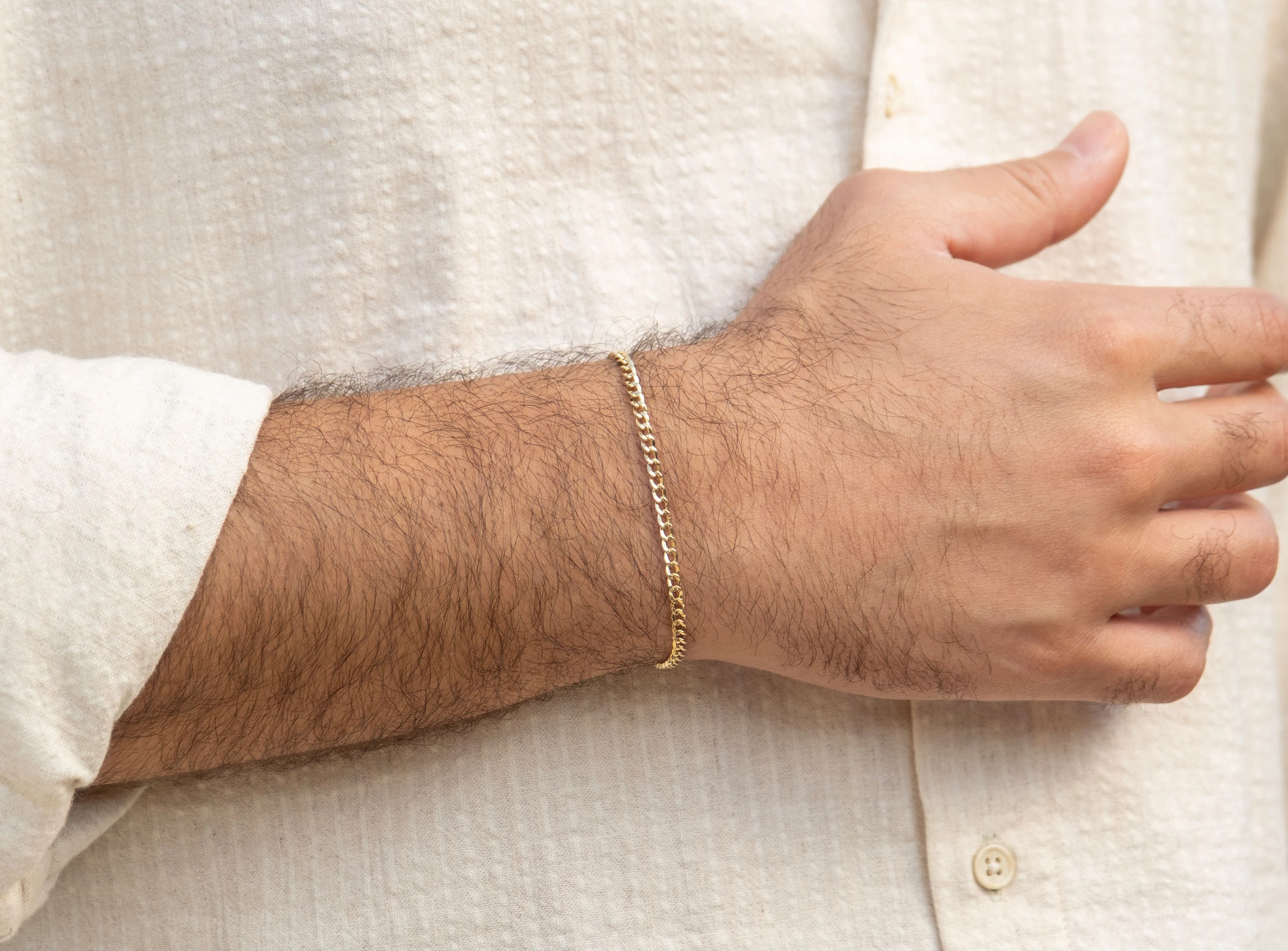 Altın 3 mm Unisex Hallow Zincir Bileklik