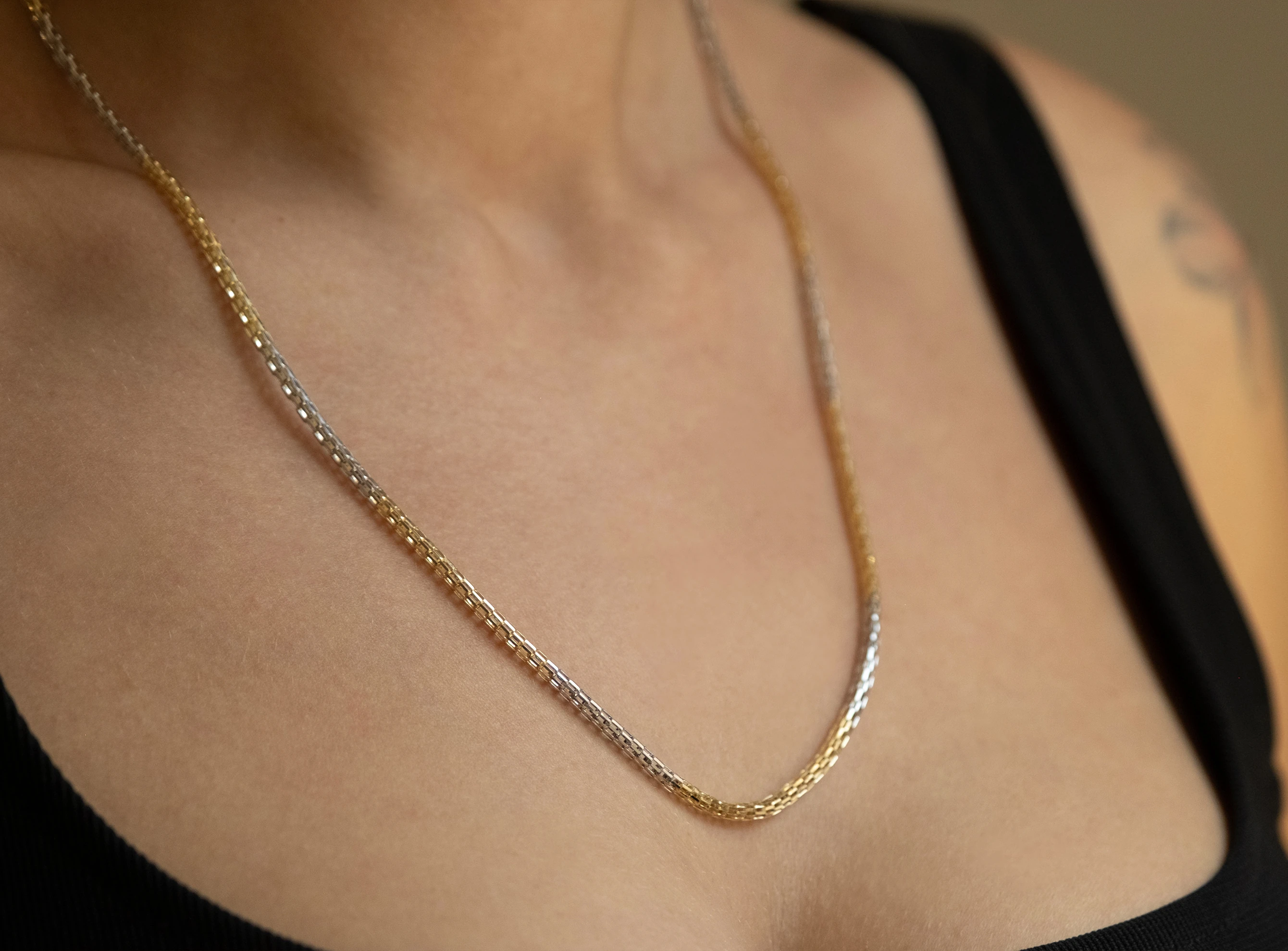 Altın Çift Renk Bombe Zincir Kolye